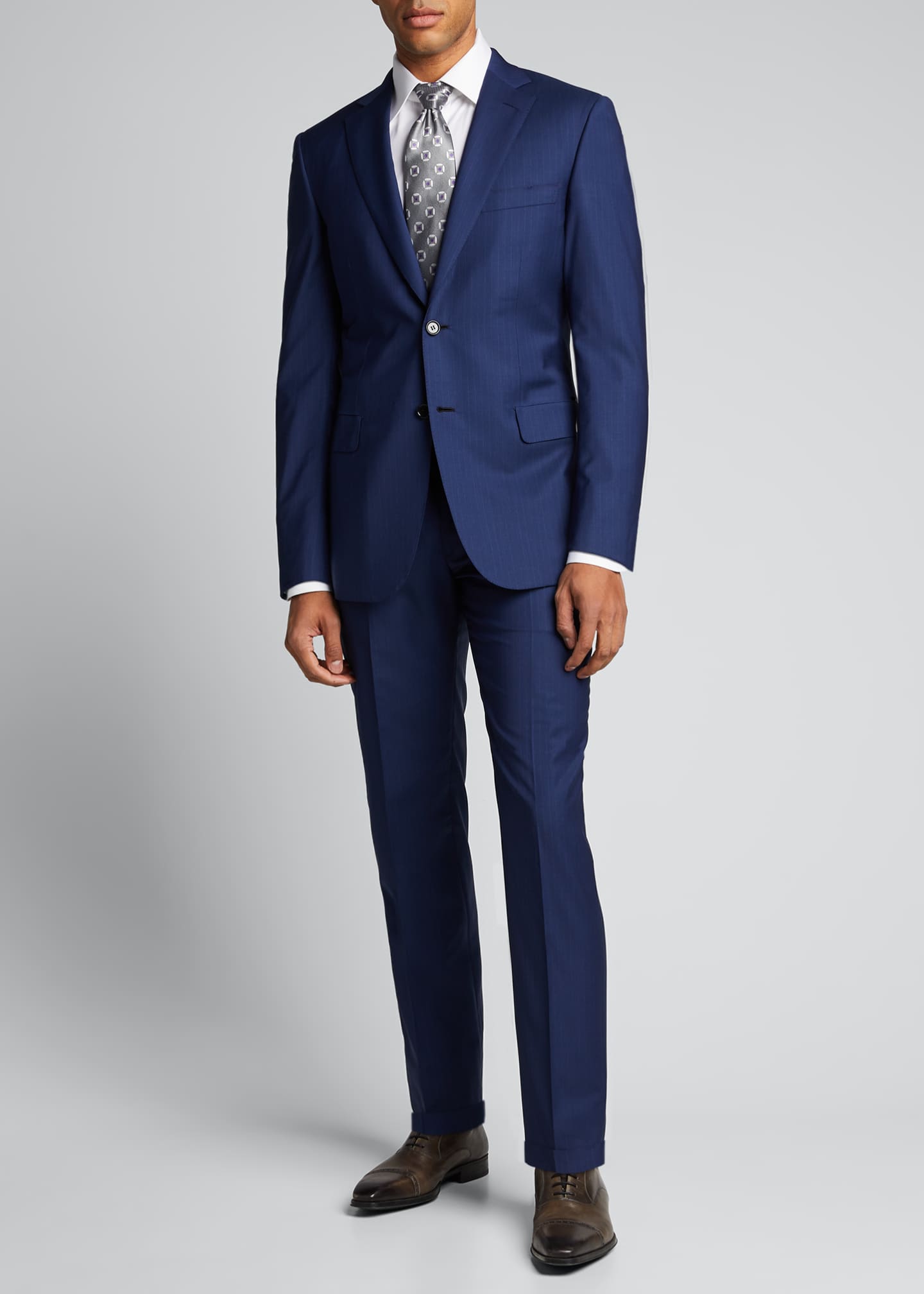 TOM FORD O'Connor Base Peak-Lapel Pinstripe Two-Piece Suit, Navy
