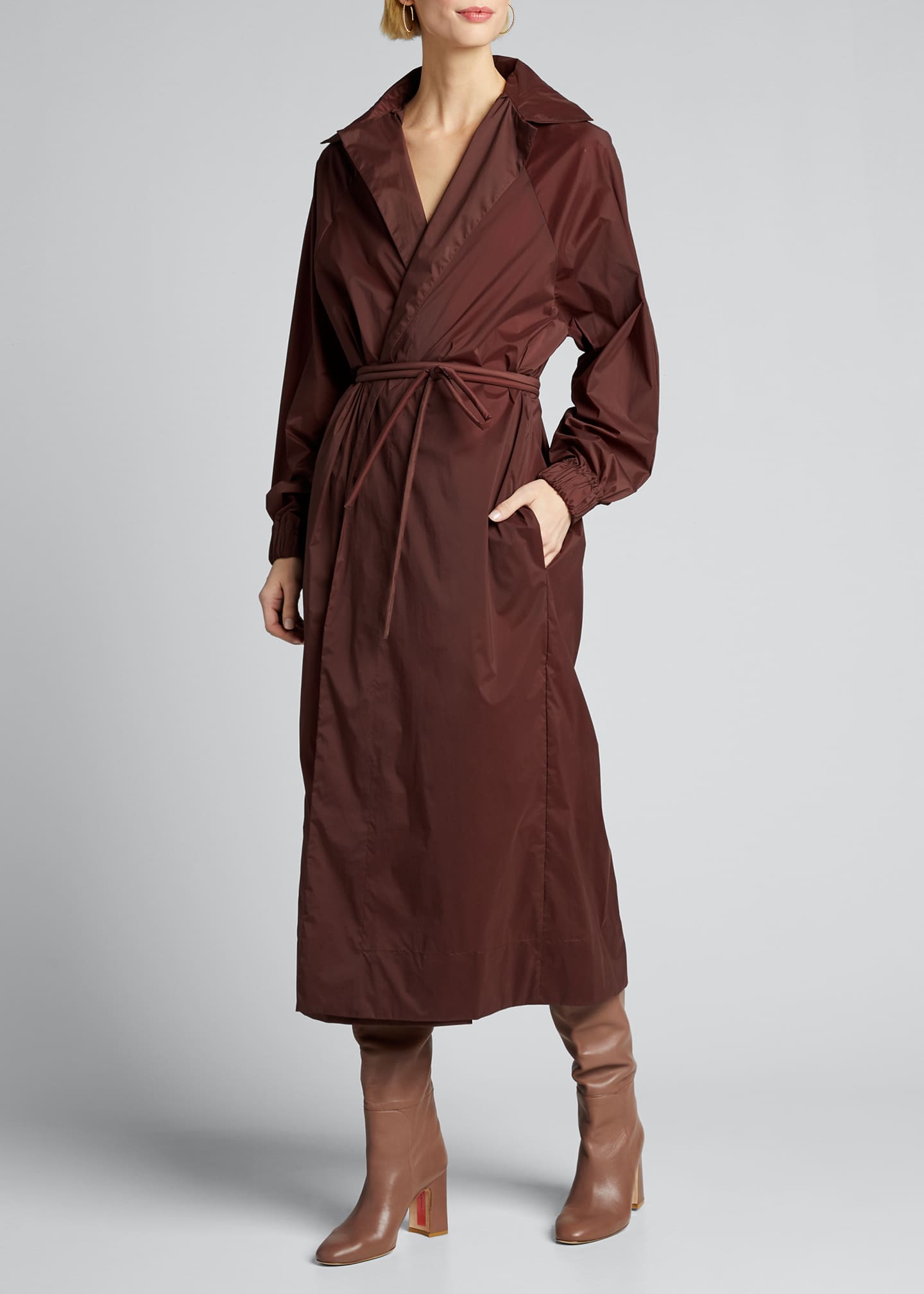 Kassl Fluid Nylon Long Belted Raincoat - Bergdorf Goodman