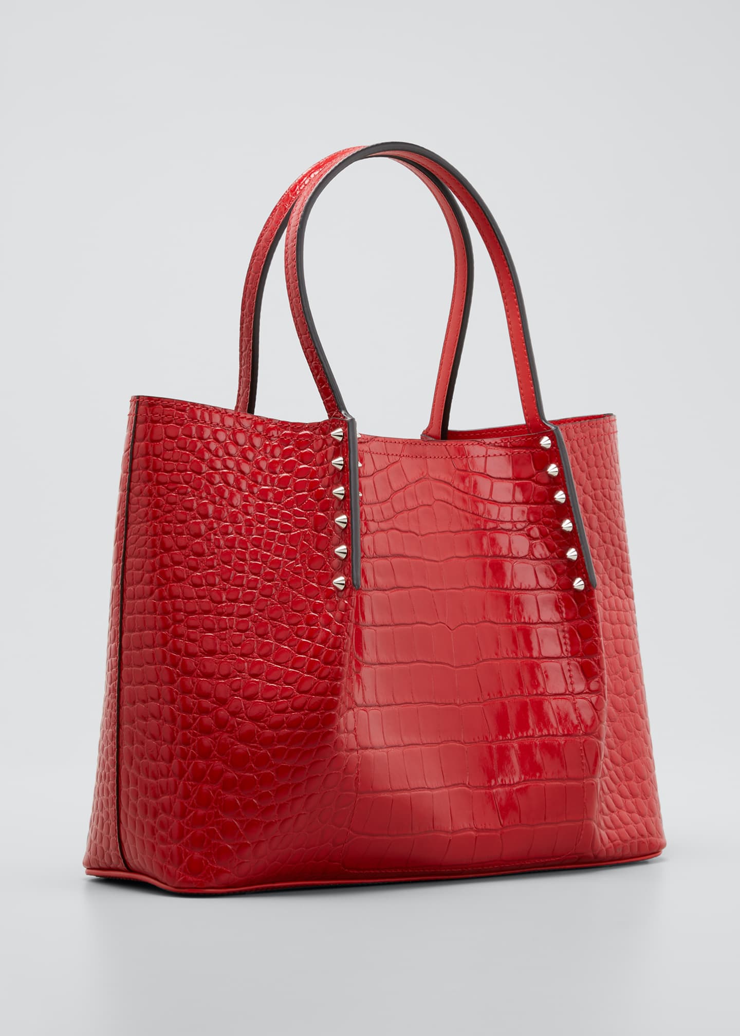 Christian Louboutin Cabarock Small Mock-Croc Spiked Shopper Tote Bag ...