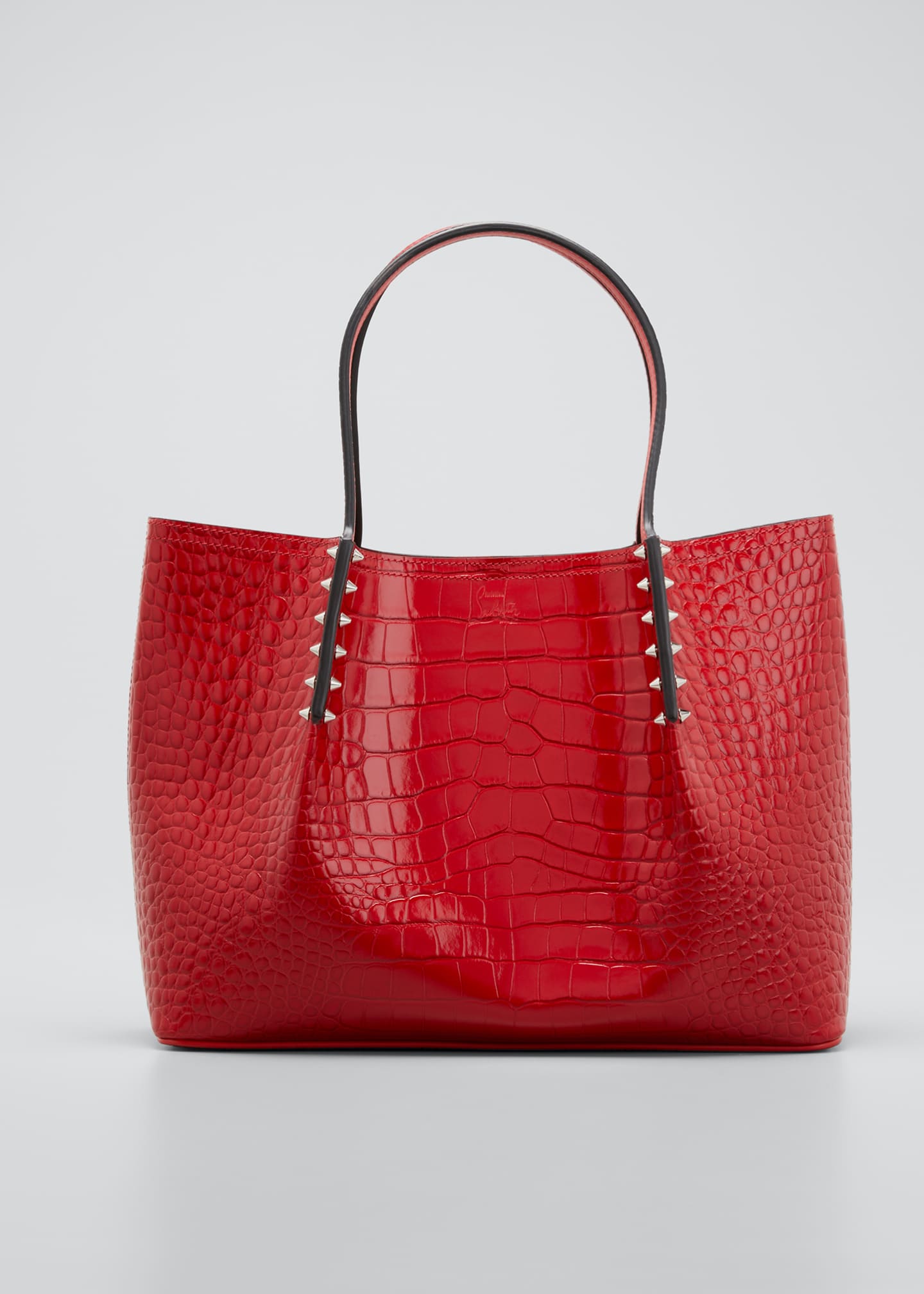 Christian Louboutin Cabarock Small Mock-Croc Spiked Shopper Tote Bag ...