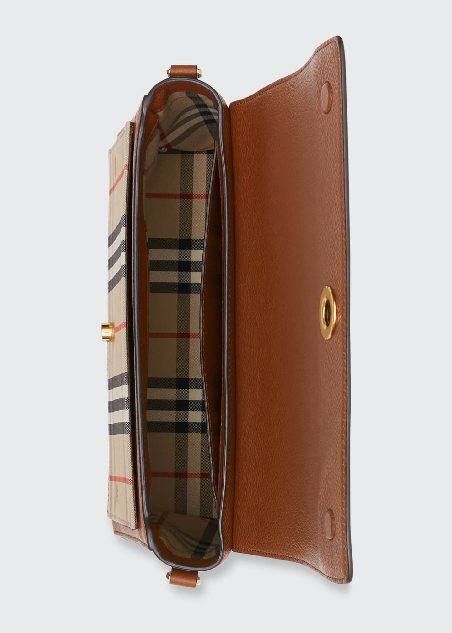 Burberry Note Medium Vintage Check & Leather Crossbody Bag with Logo