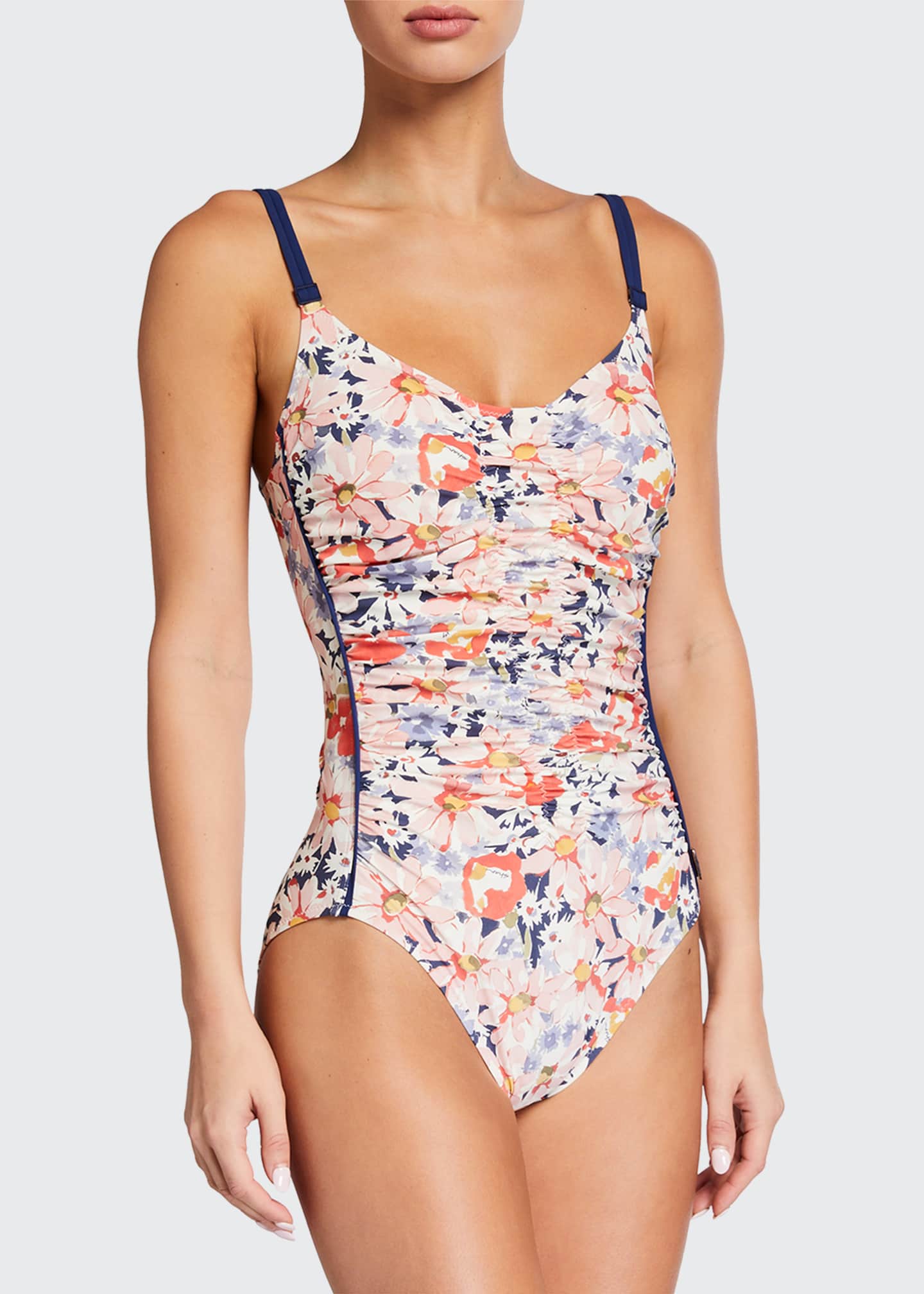 Shan Kyoto Floral Ruffle Bandeau One Piece Swimsuit Bergdorf Goodman