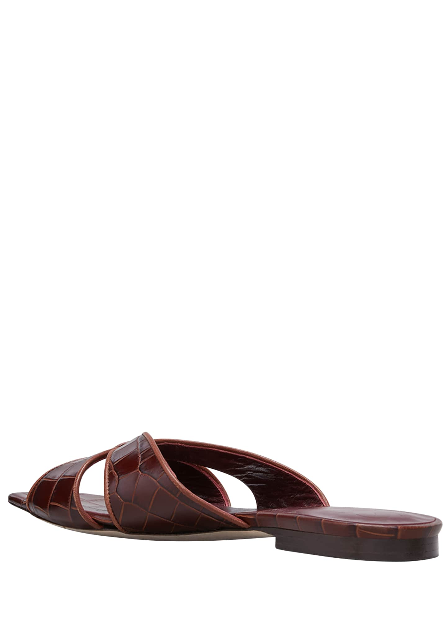 Download Staud Flat Mock-Croc Slide Sandals - Bergdorf Goodman