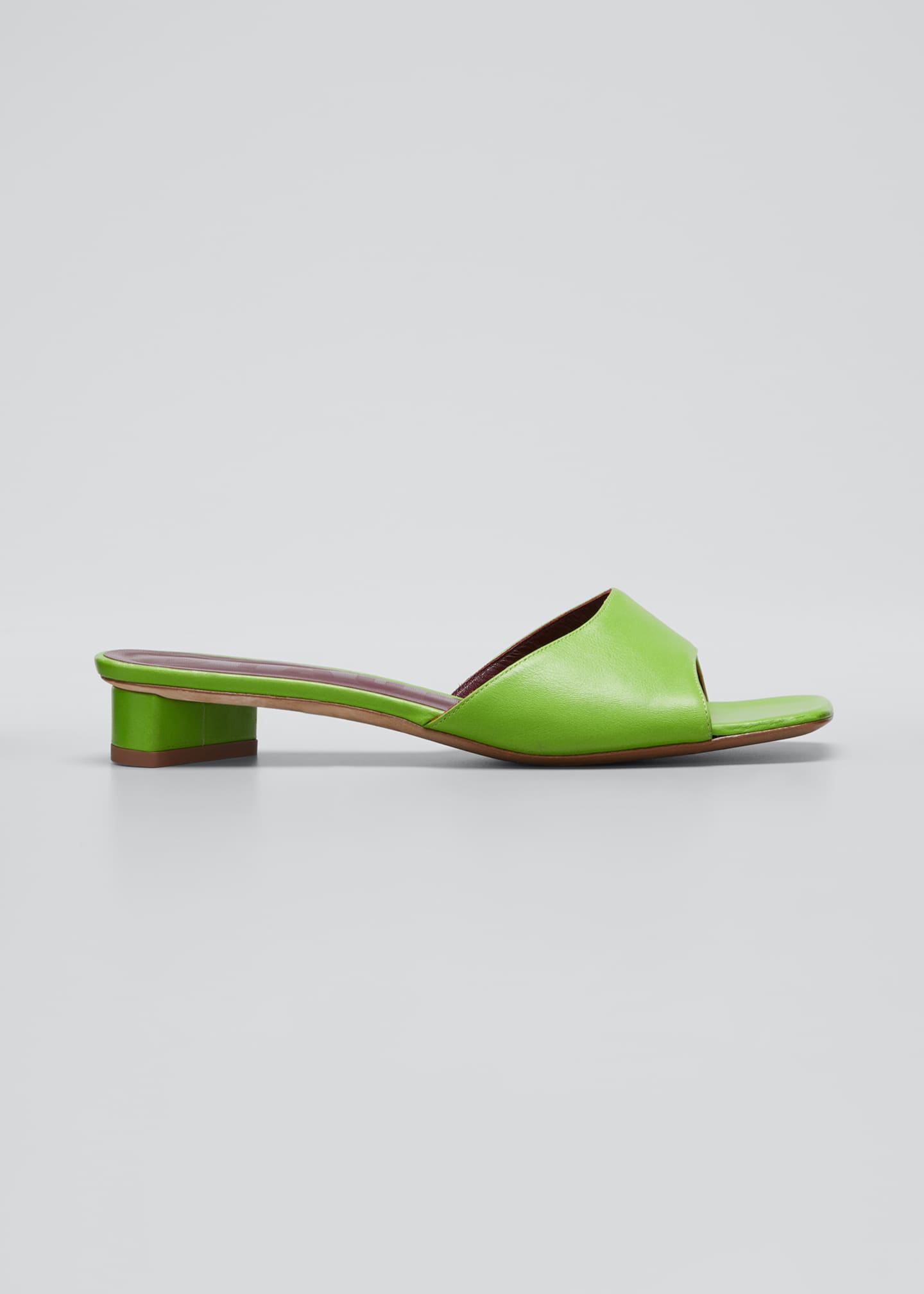 Staud 25mm Asymmetric-Heel Leather Slide Sandals - Bergdorf Goodman