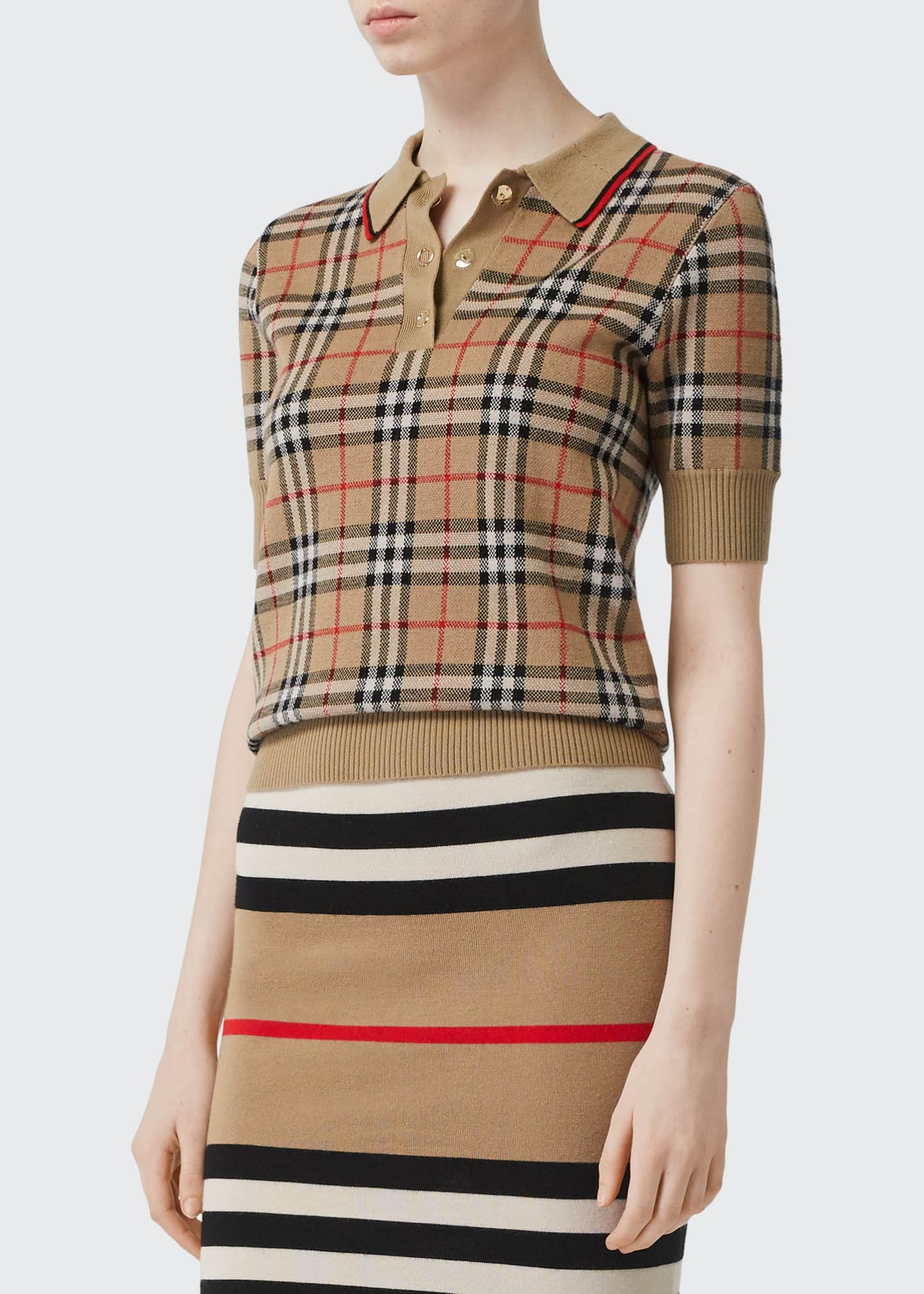 Burberry Chatterton Check Jacquard Knitted Polo - Bergdorf Goodman