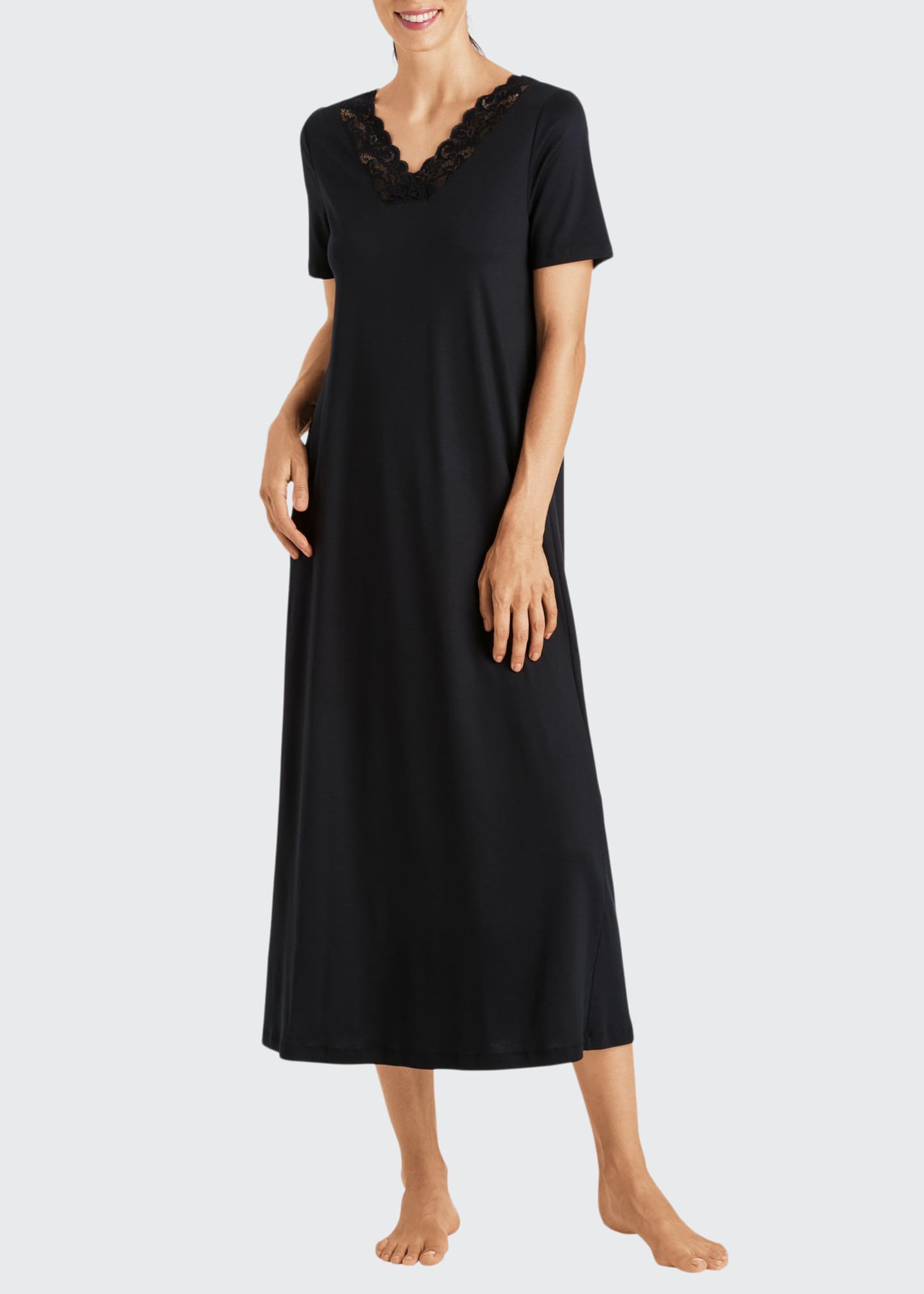 Hanro Moments ShortSleeve Long Nightgown Bergdorf Goodman