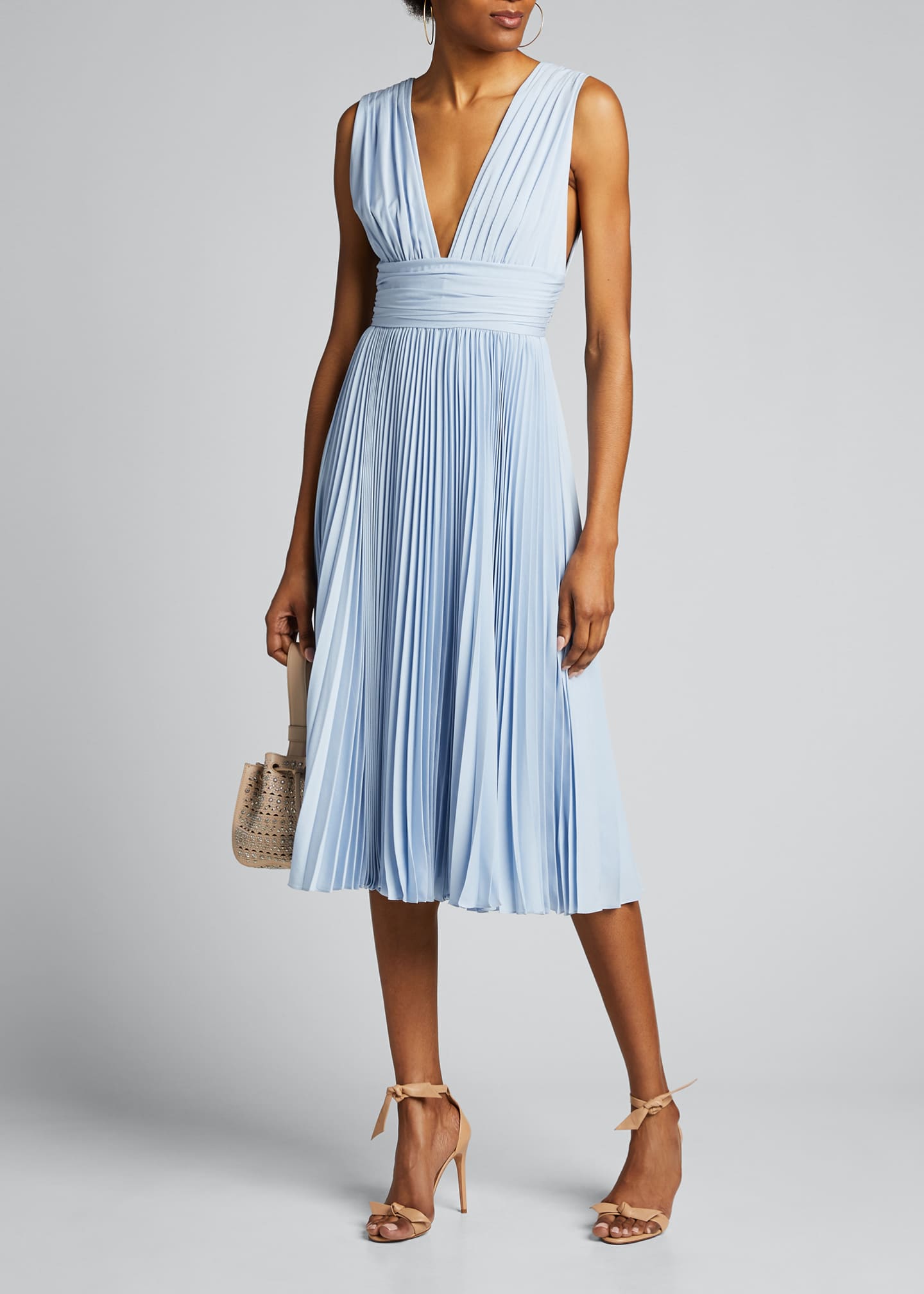 sleeveless pleated midi dress