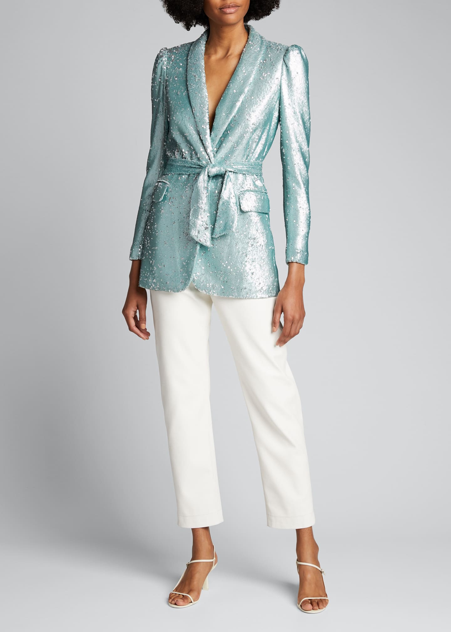 turquoise sequin blazer
