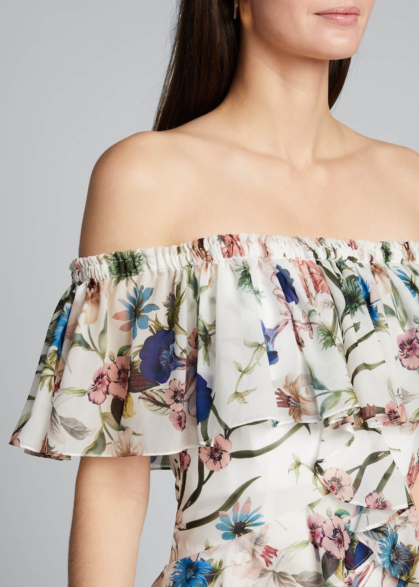 badgley mischka floral high low gown