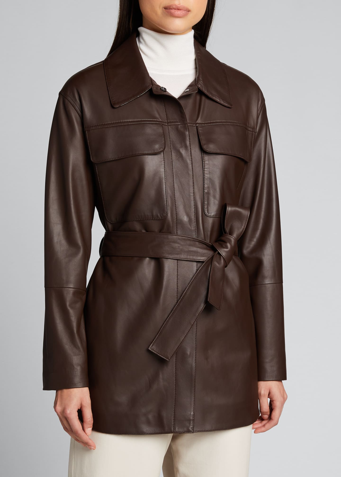 Brunello Cucinelli Leather Shirt Jacket - Bergdorf Goodman