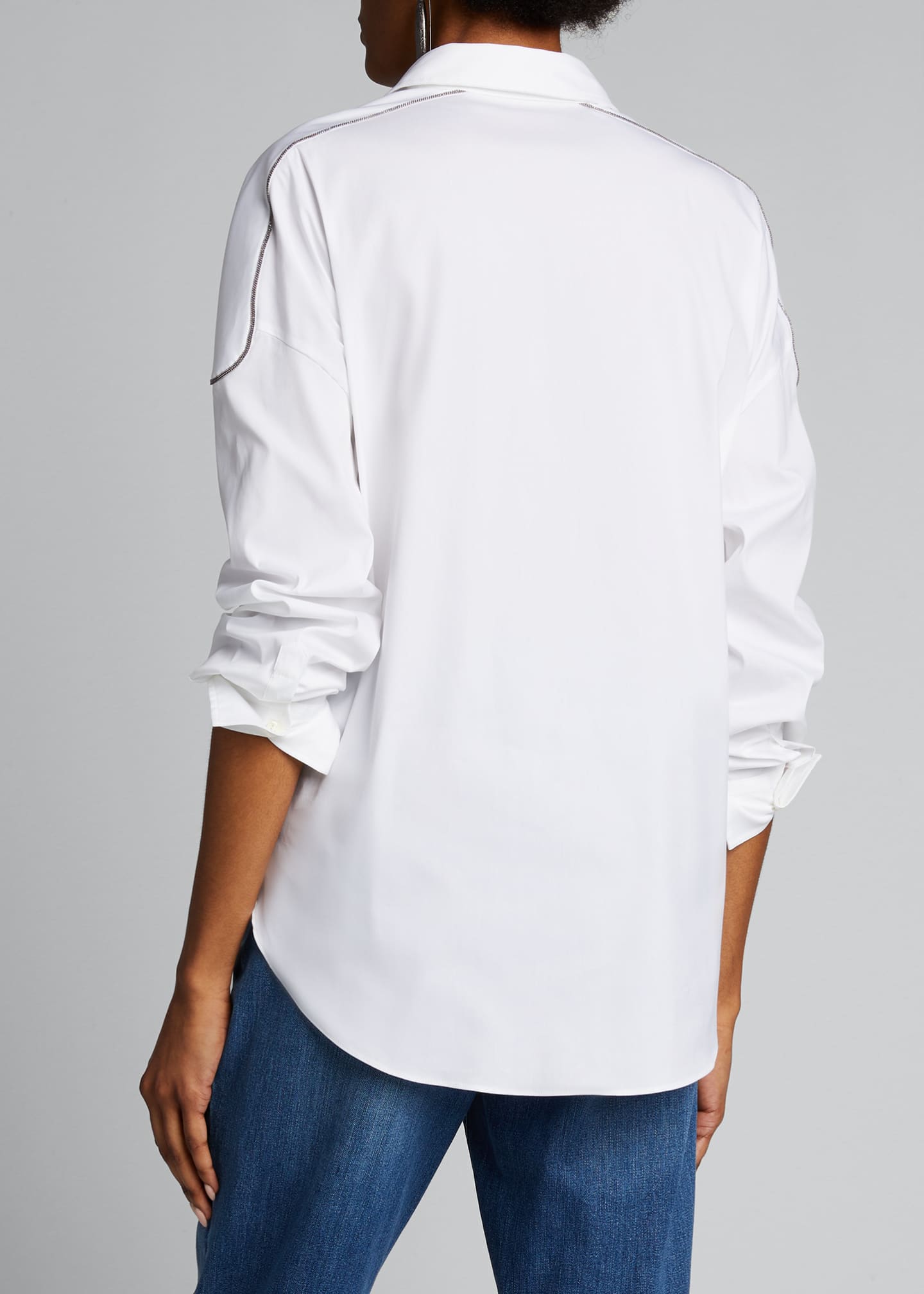 Brunello Cucinelli Monili-Shoulder Poplin Shirt - Bergdorf Goodman