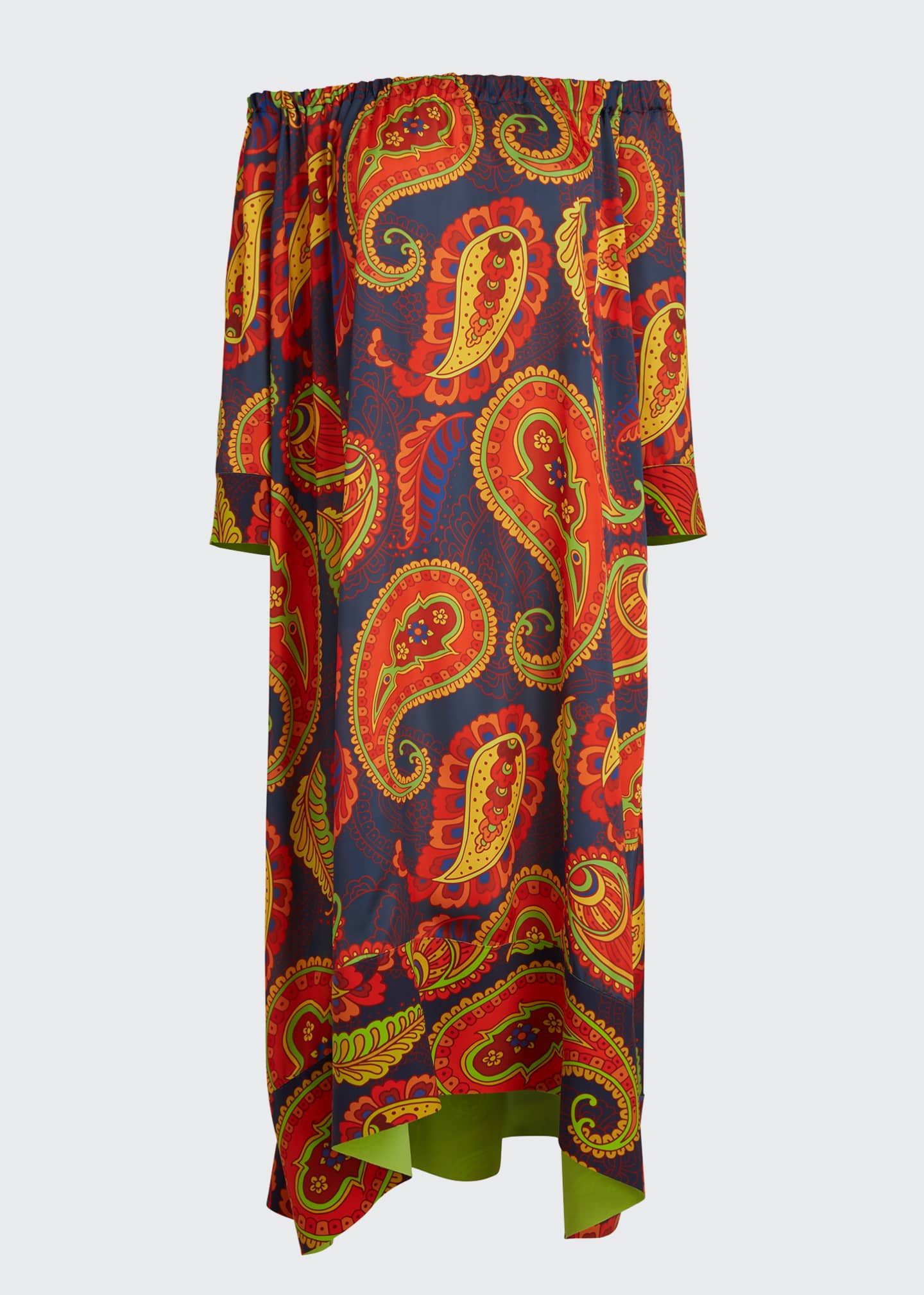 Chiara Boni La Petite Robe Off-The-Shoulder Paisley Printed Caftan ...