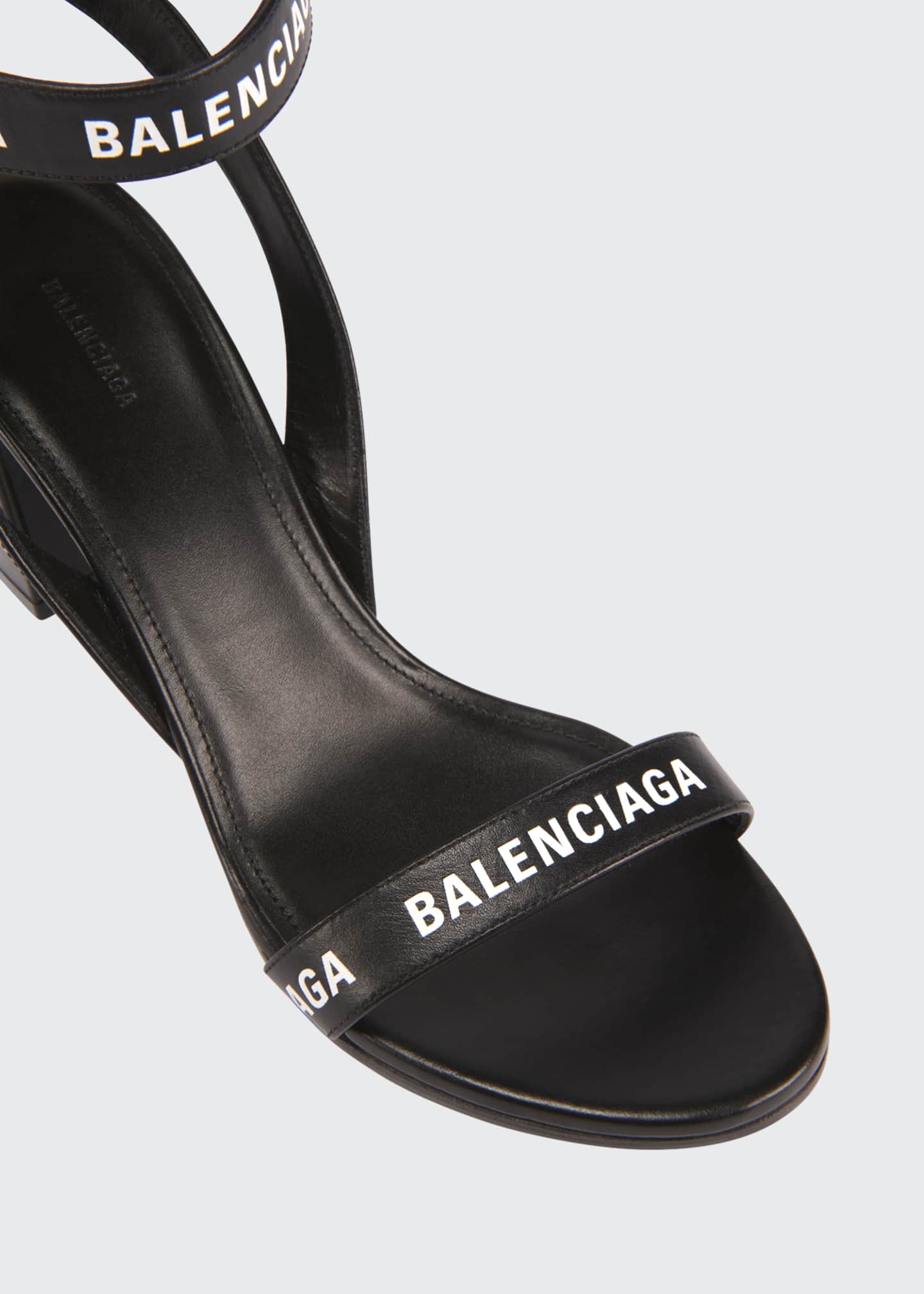 balenciaga leather logo sandals