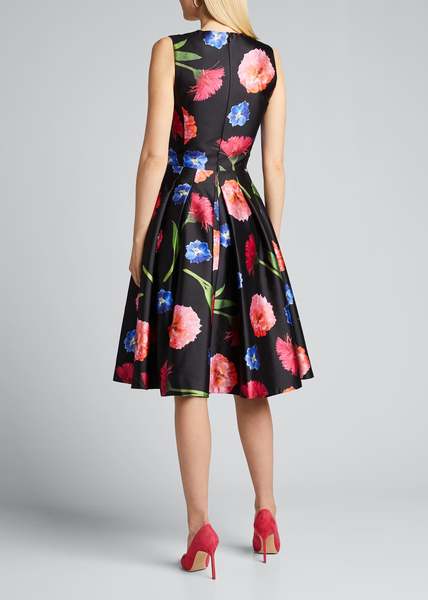 Carolina Herrera Floral Mikado Sleeveless A-Line Dress - Bergdorf Goodman
