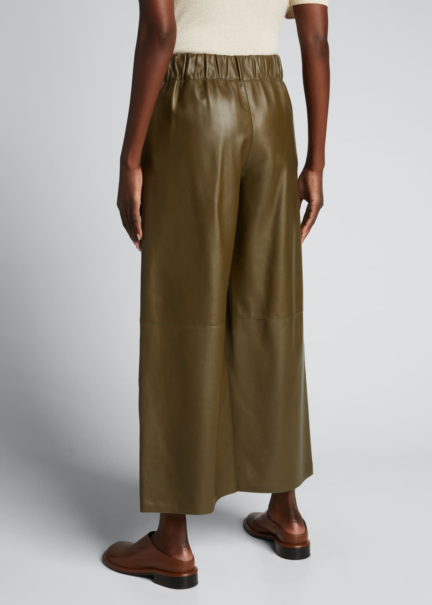 leather wide leg pants