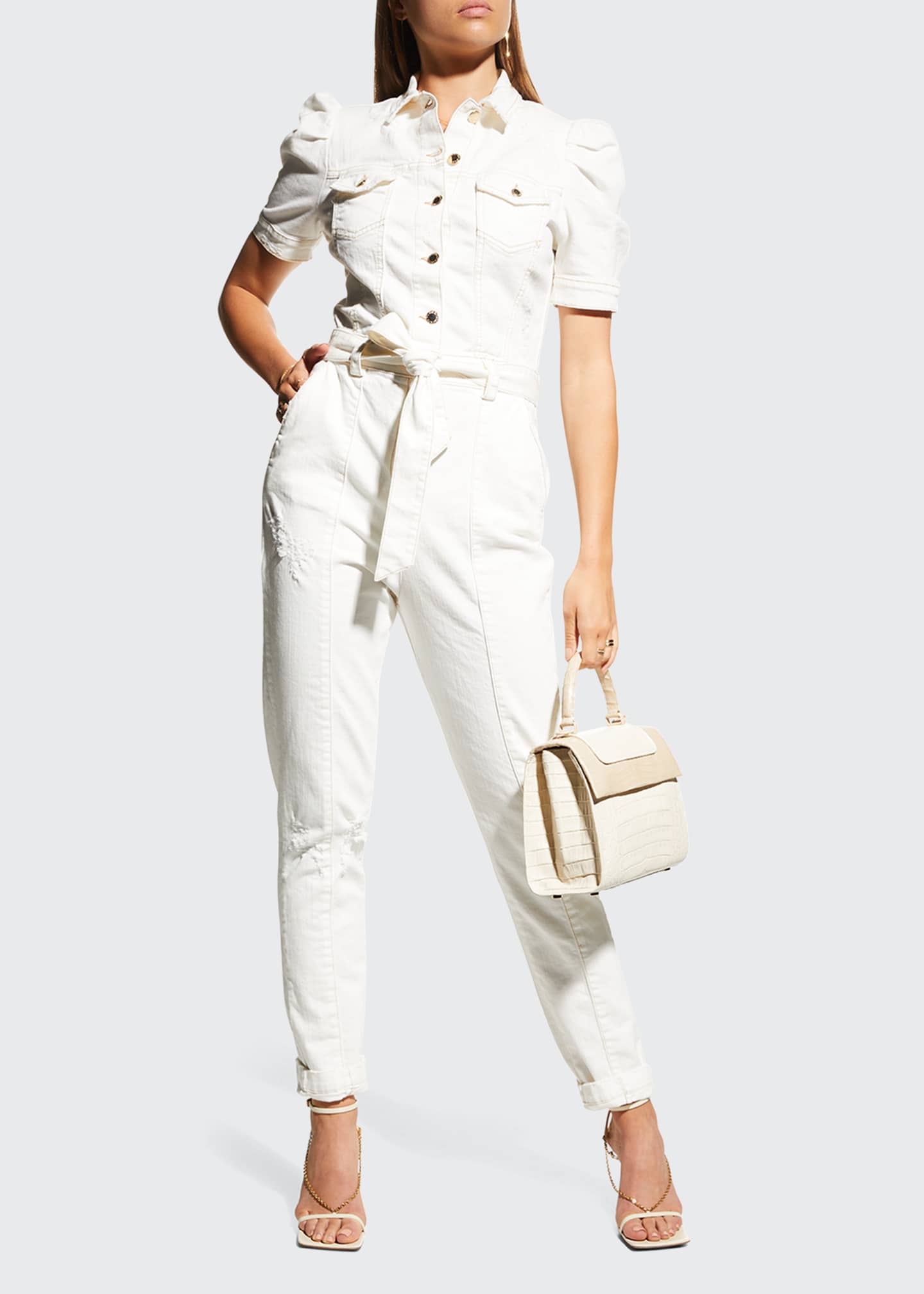 short sleeve denim jumpsuit