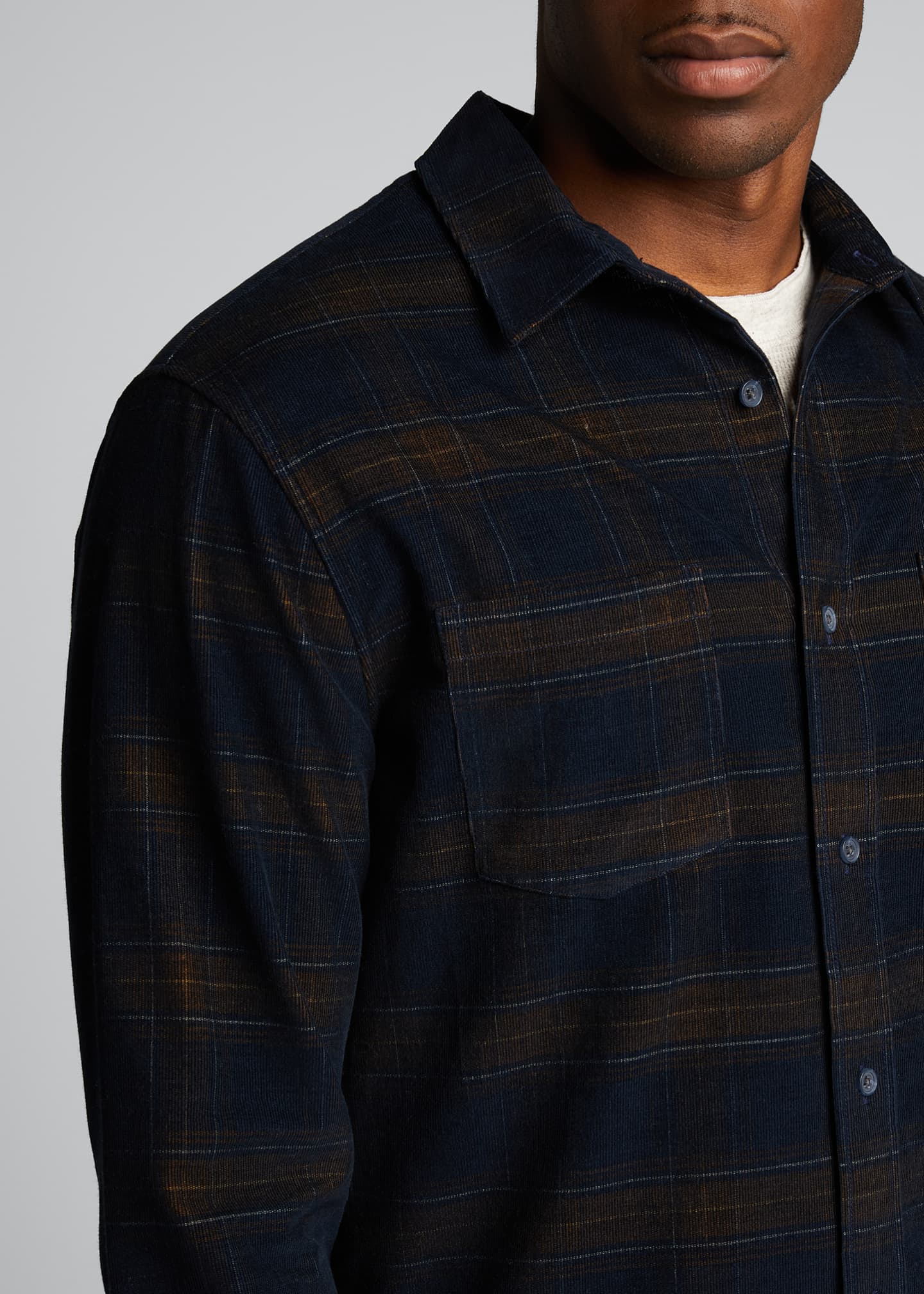 Vince Men's Corduroy Plaid Sport Shirt Bergdorf Goodman