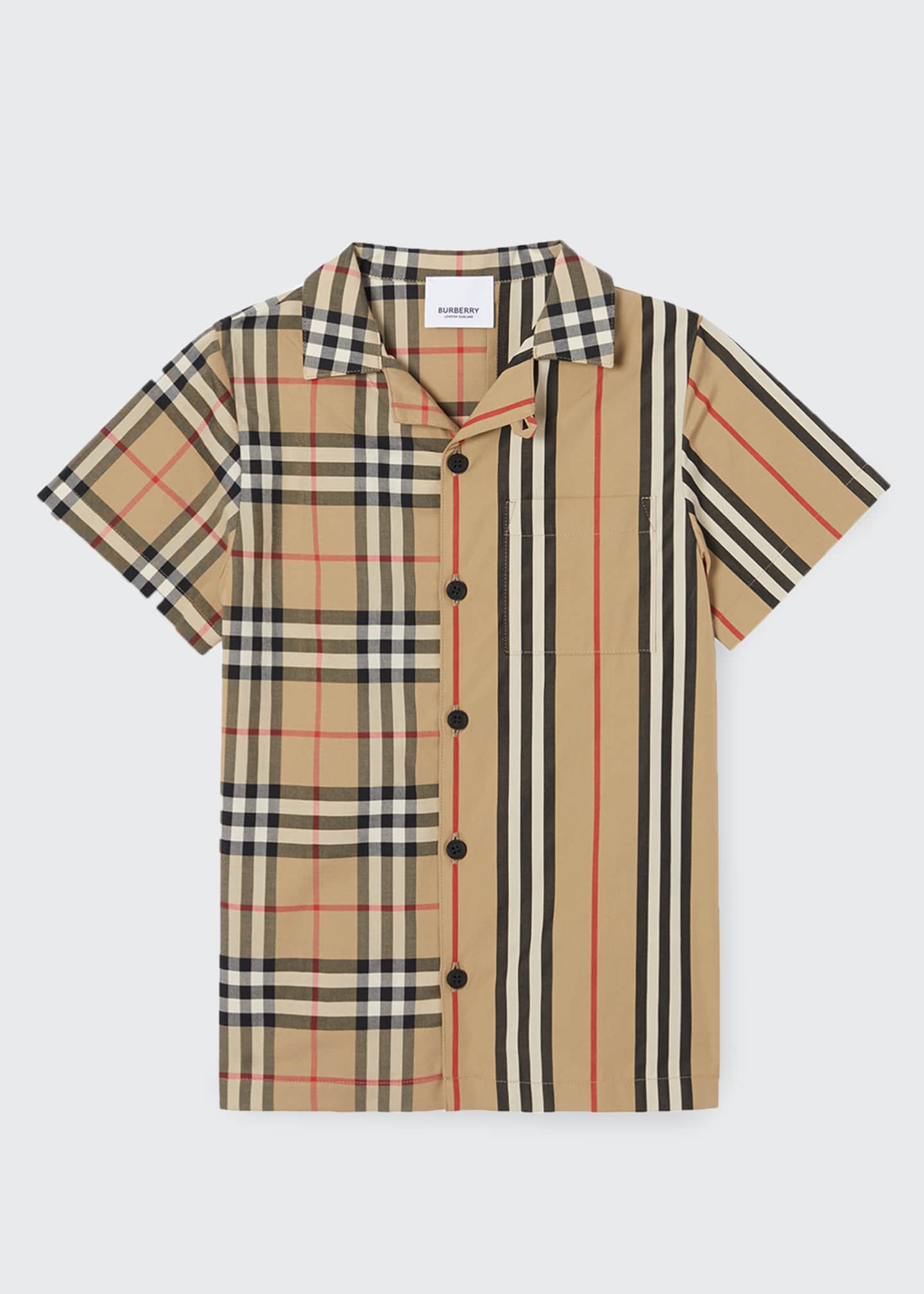 vintage check and icon stripe cotton shirt dress