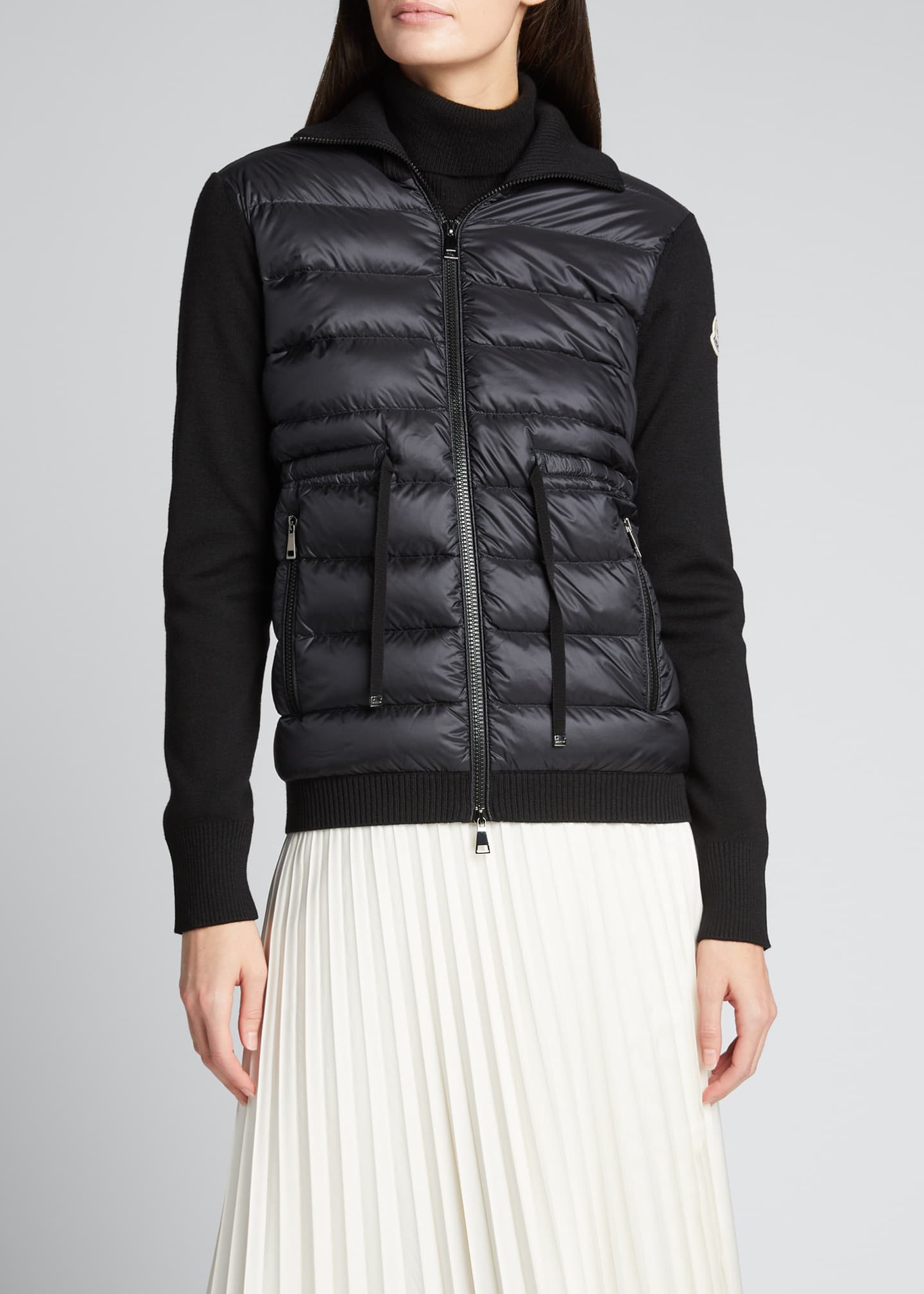 moncler knit & down combo cardigan