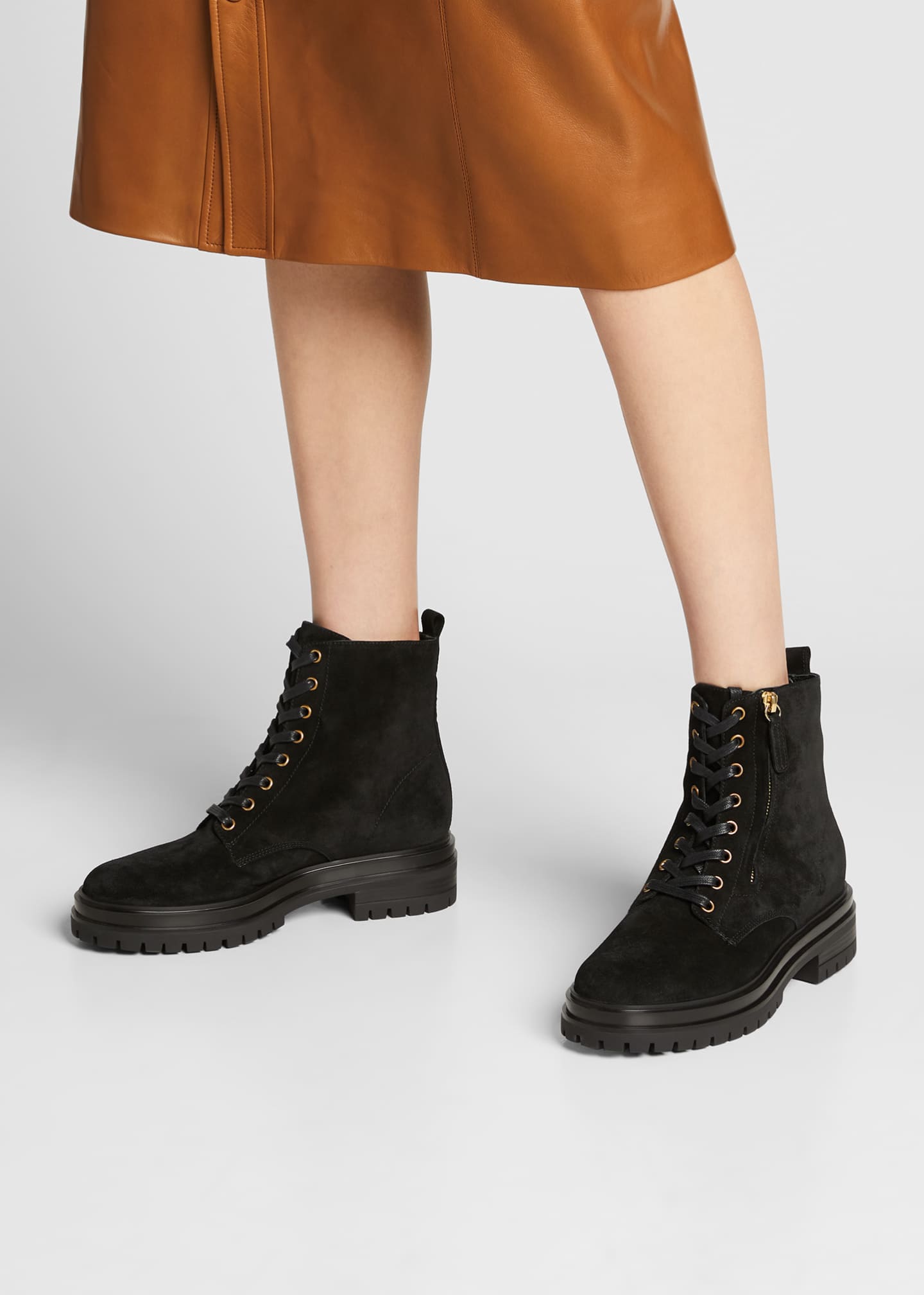 gianvito rossi suede zip combat booties