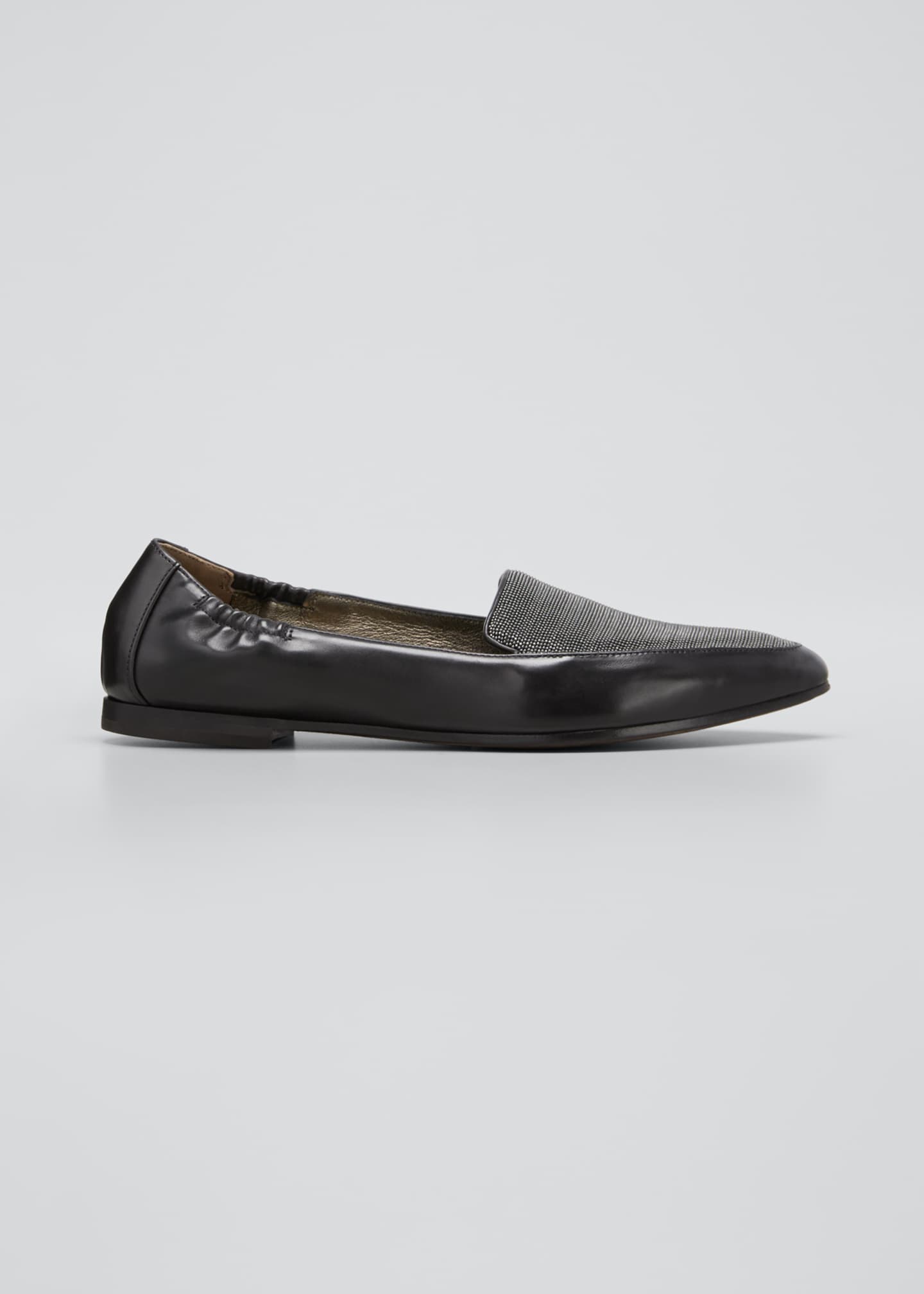 Brunello Cucinelli Soft Leather Loafer Flats With Monili Detail ...