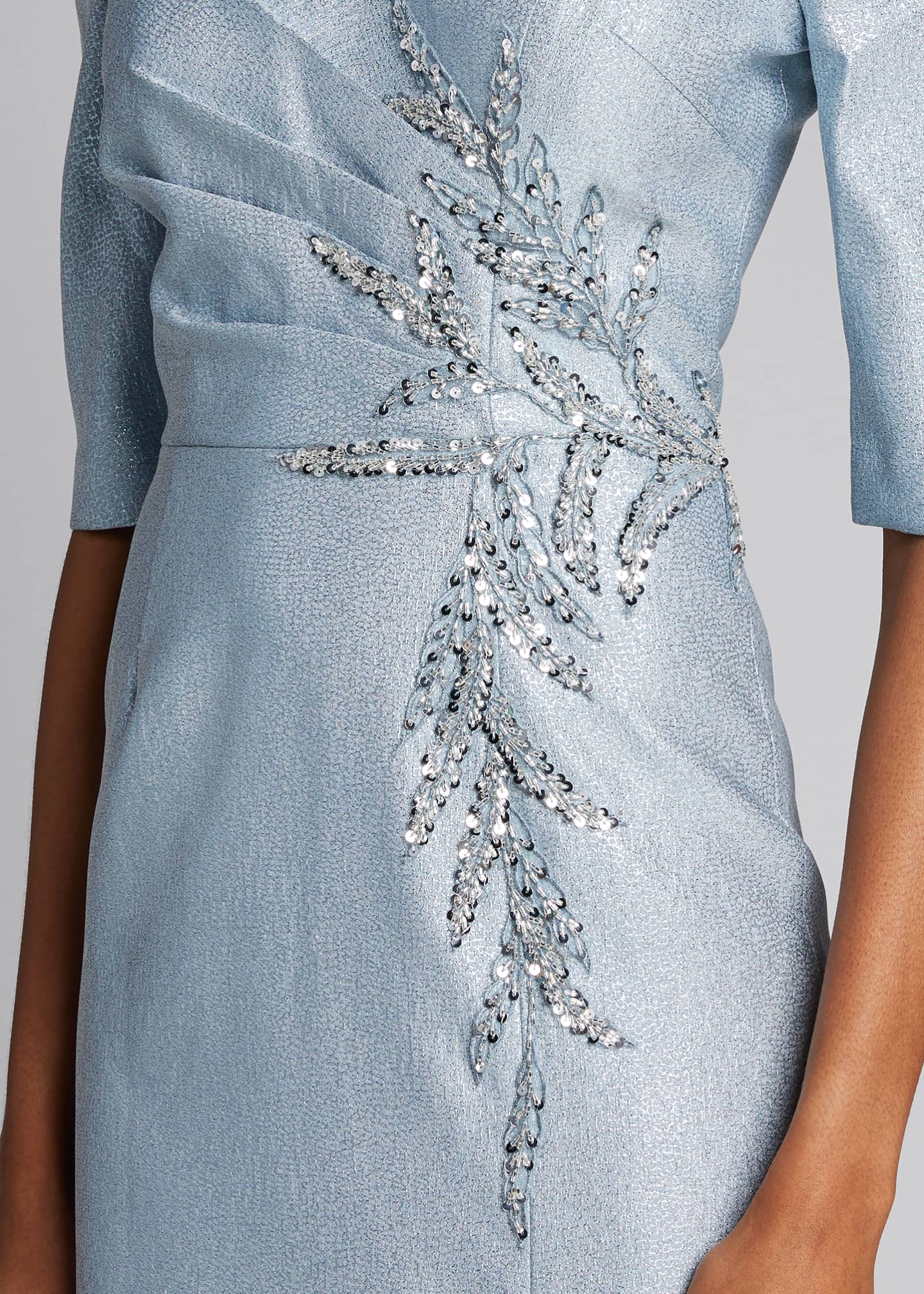 Rickie Freeman for Teri Jon OfftheShoulder ElbowSleeve Beaded Trim