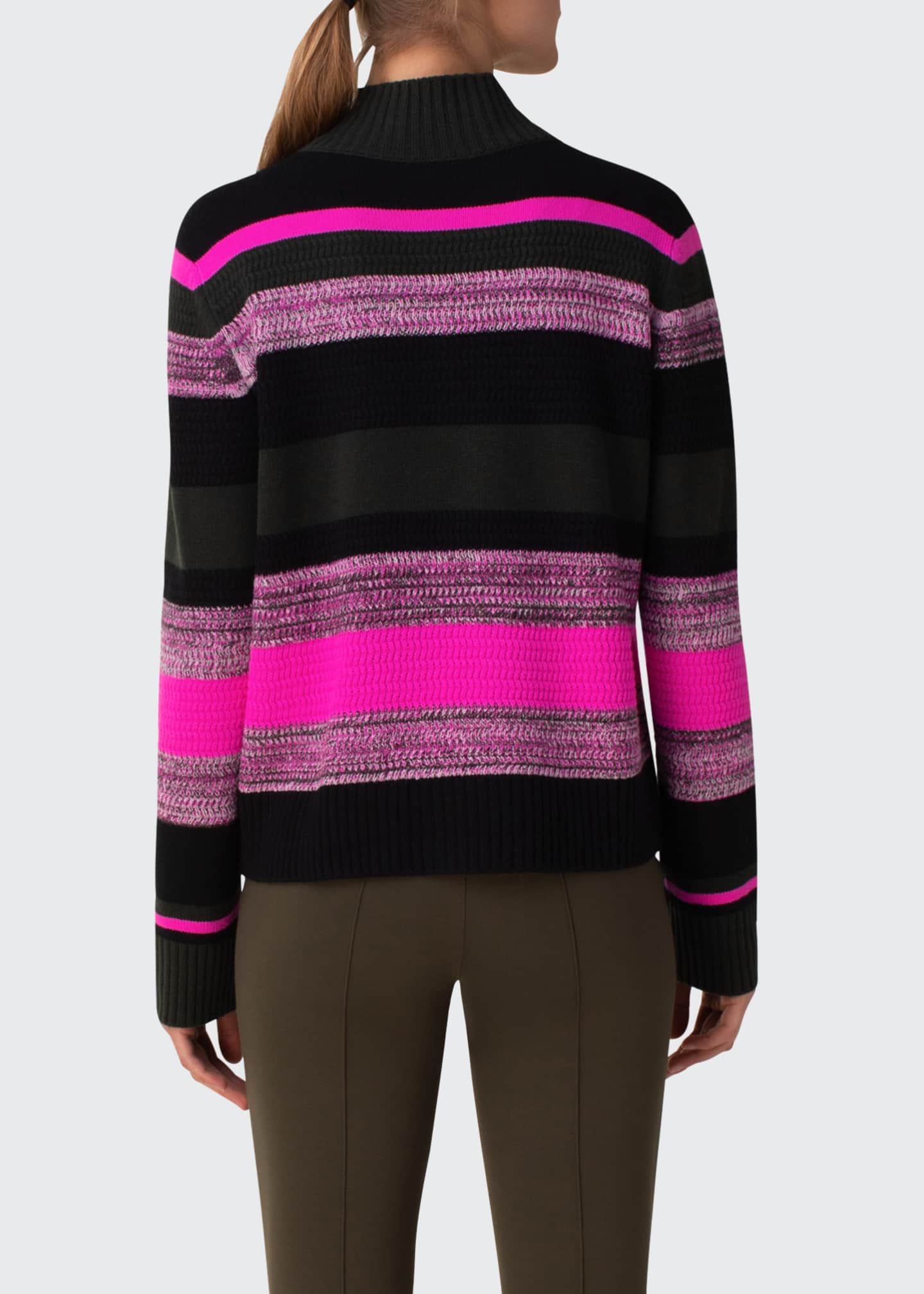 Akris punto Striped Wool-Cashmere Turtleneck Sweater - Bergdorf Goodman