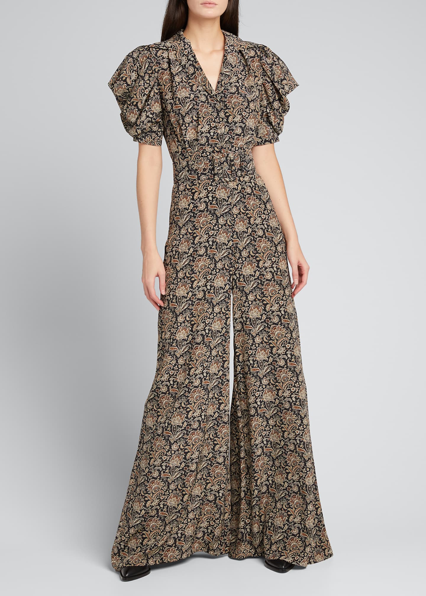 Michael Kors Collection Floral Belted WideLeg Silk Surplice Jumpsuit