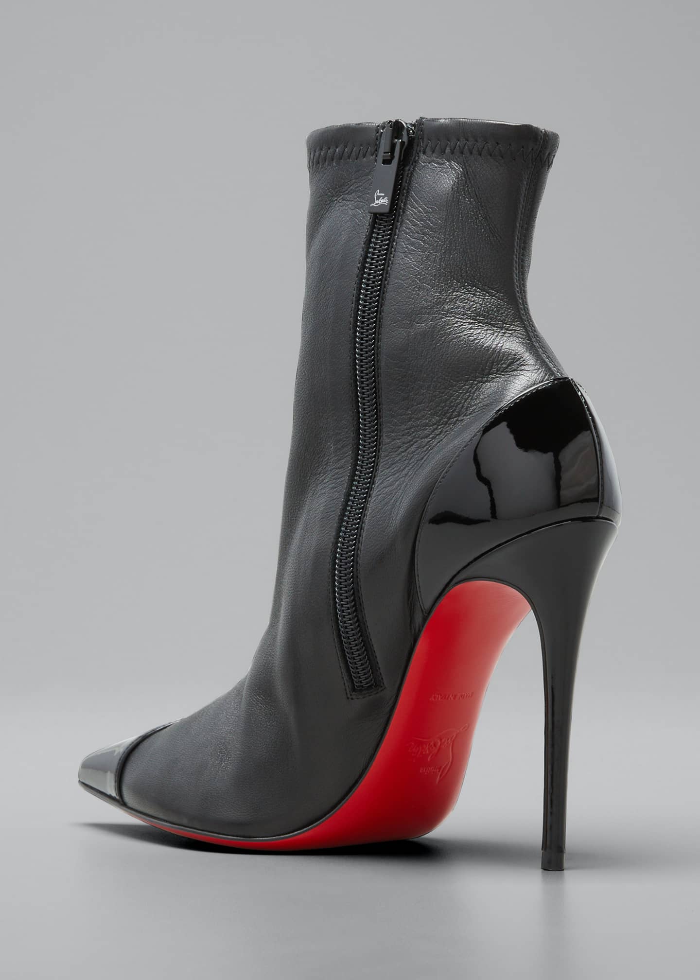 Christian Louboutin Bibooty 100mm Mixed Leather Red Sole Booties ...