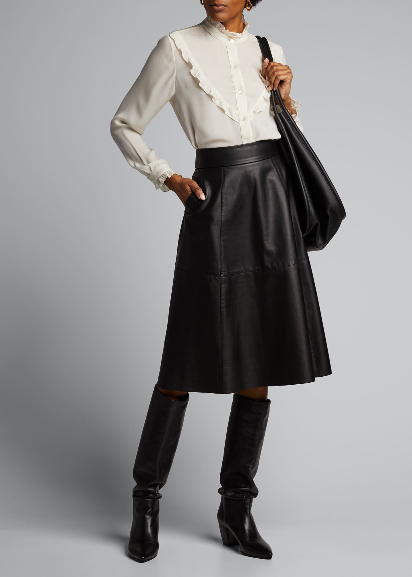Nili Lotan Elaine Leather Skirt 