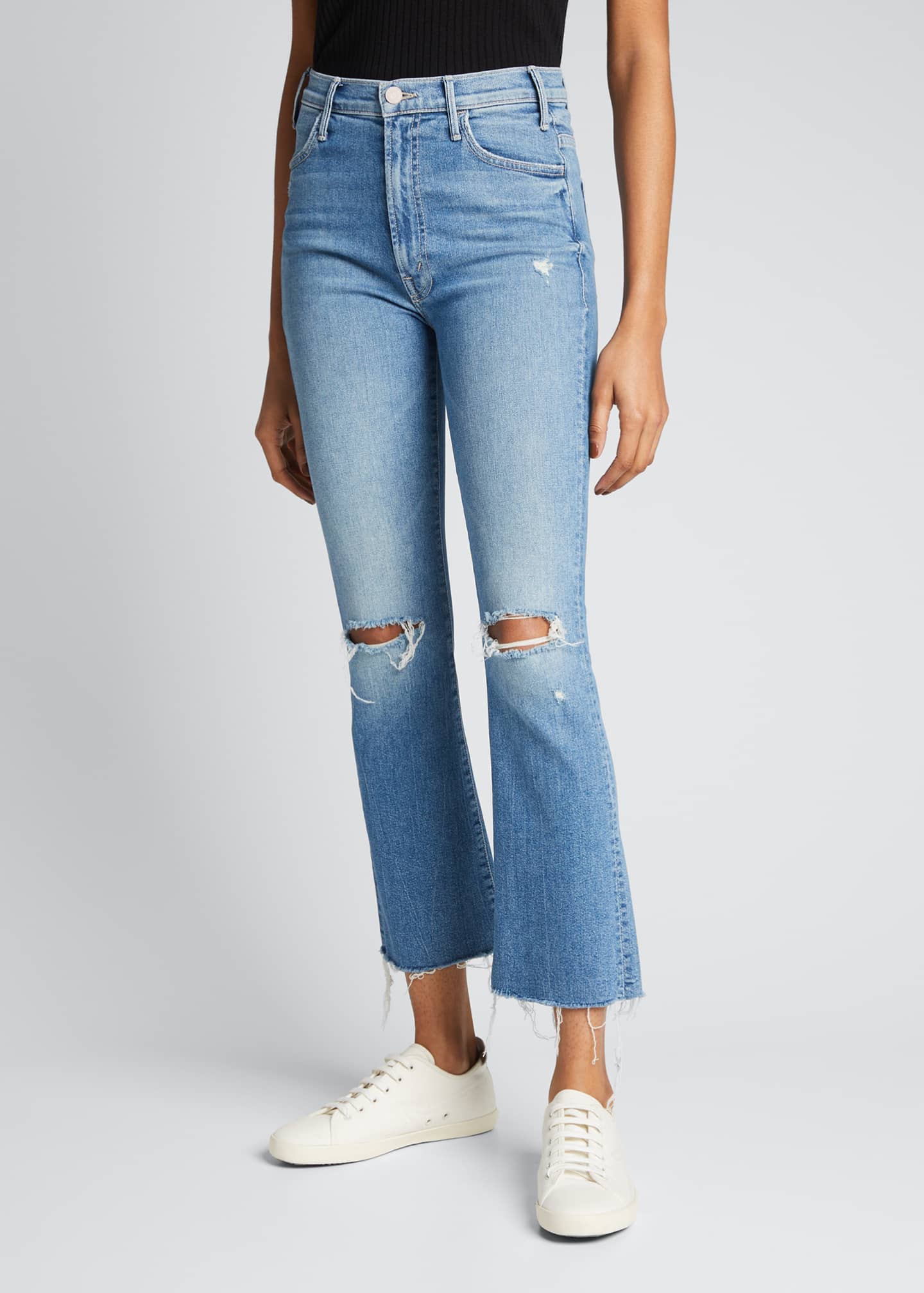 MOTHER The Hustler Ankle Fray Distressed Jeans Bergdorf Goodman