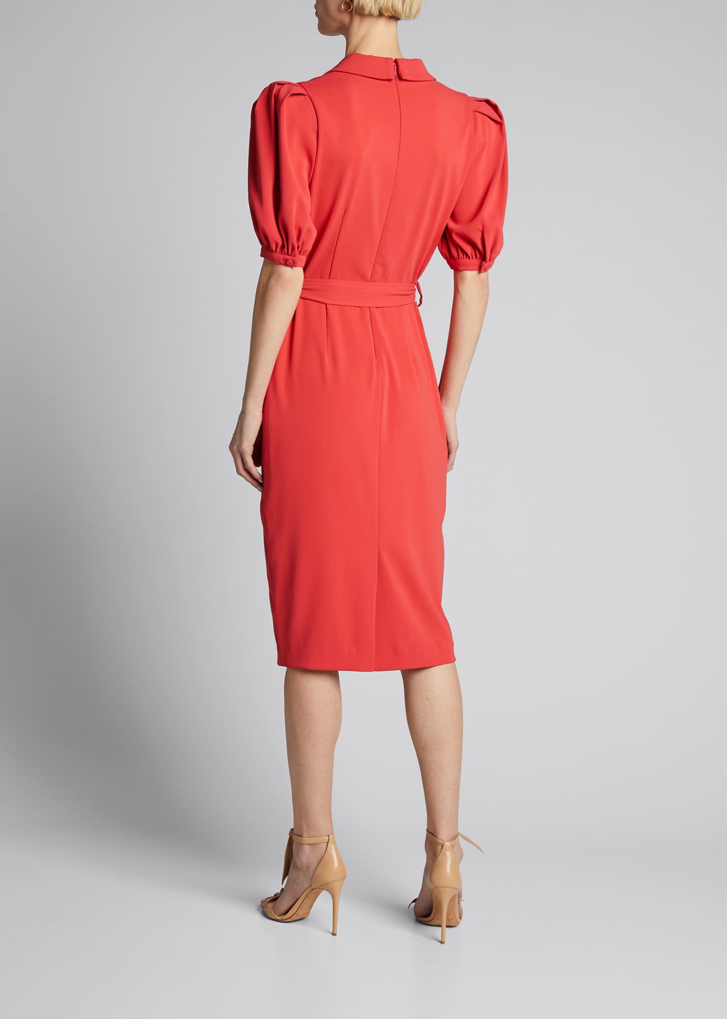 Badgley Mischka Collection Odessa Paprika PuffSleeve Dress Bergdorf