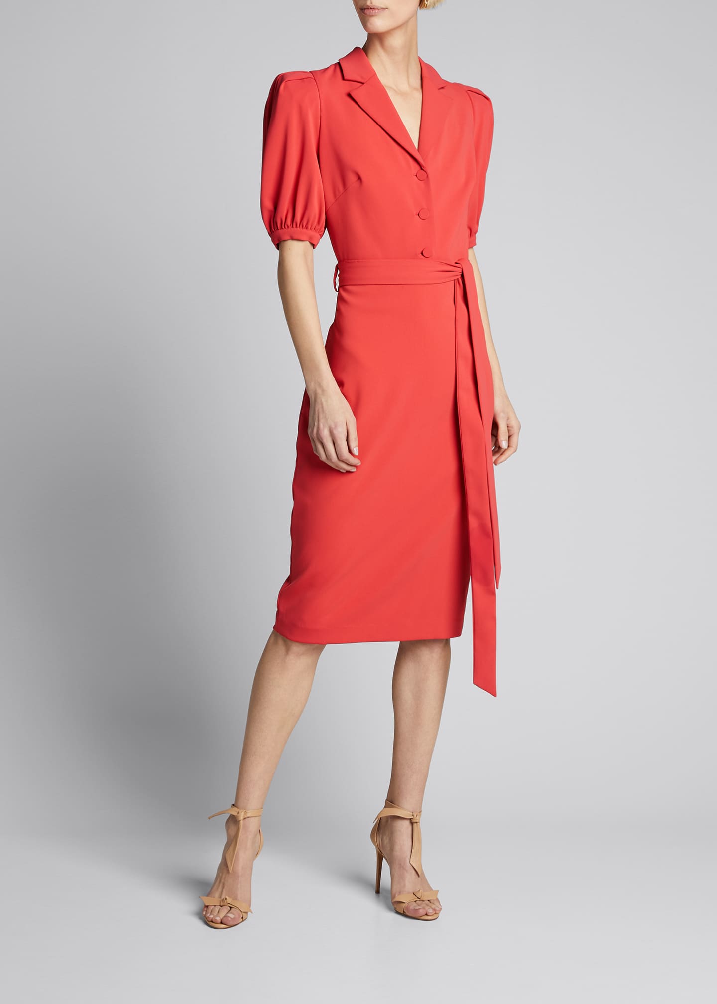 Badgley Mischka Collection Odessa Paprika Puff-Sleeve Dress - Bergdorf ...