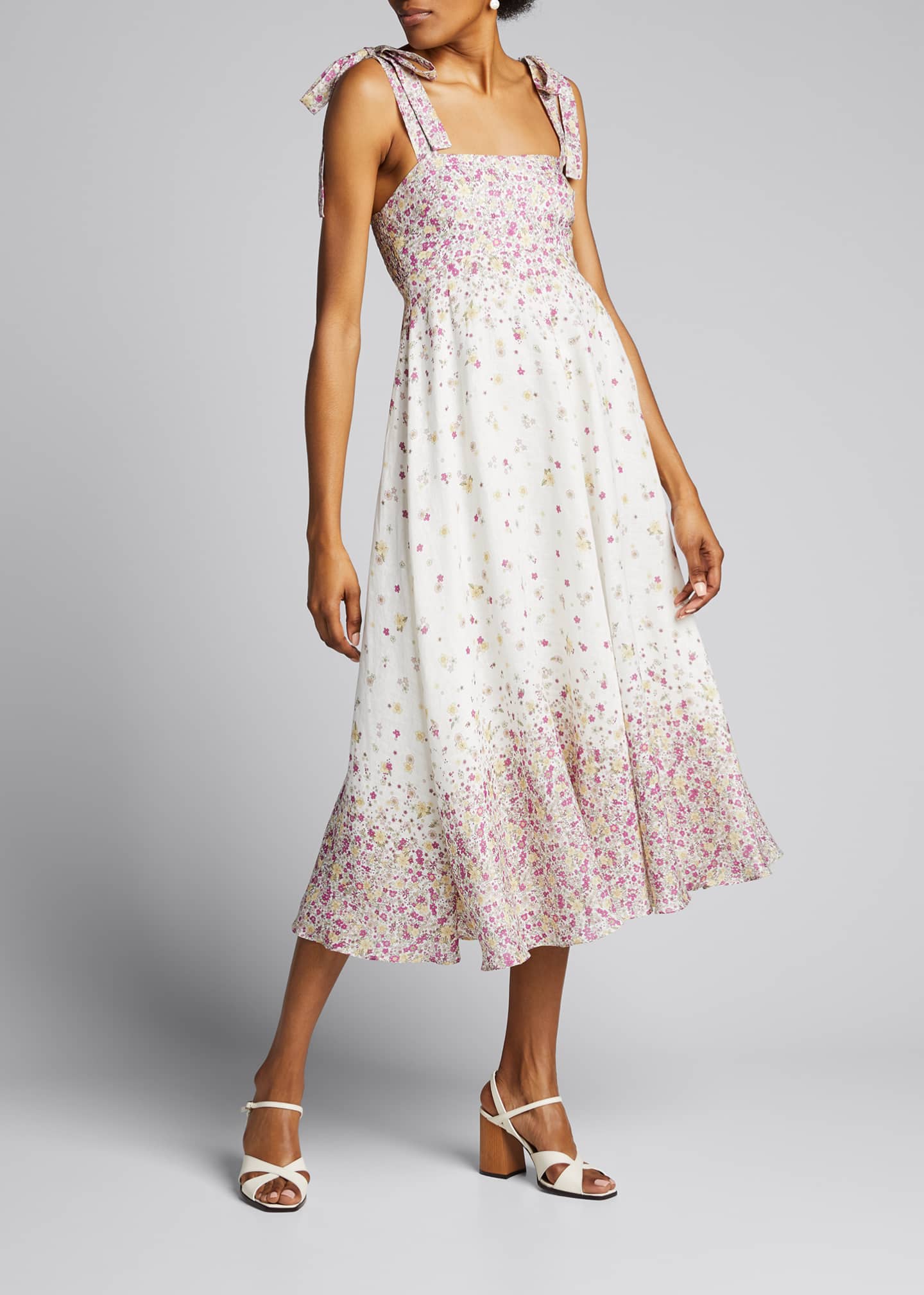 Zimmermann Carnaby TieShoulder Midi Dress Bergdorf Goodman