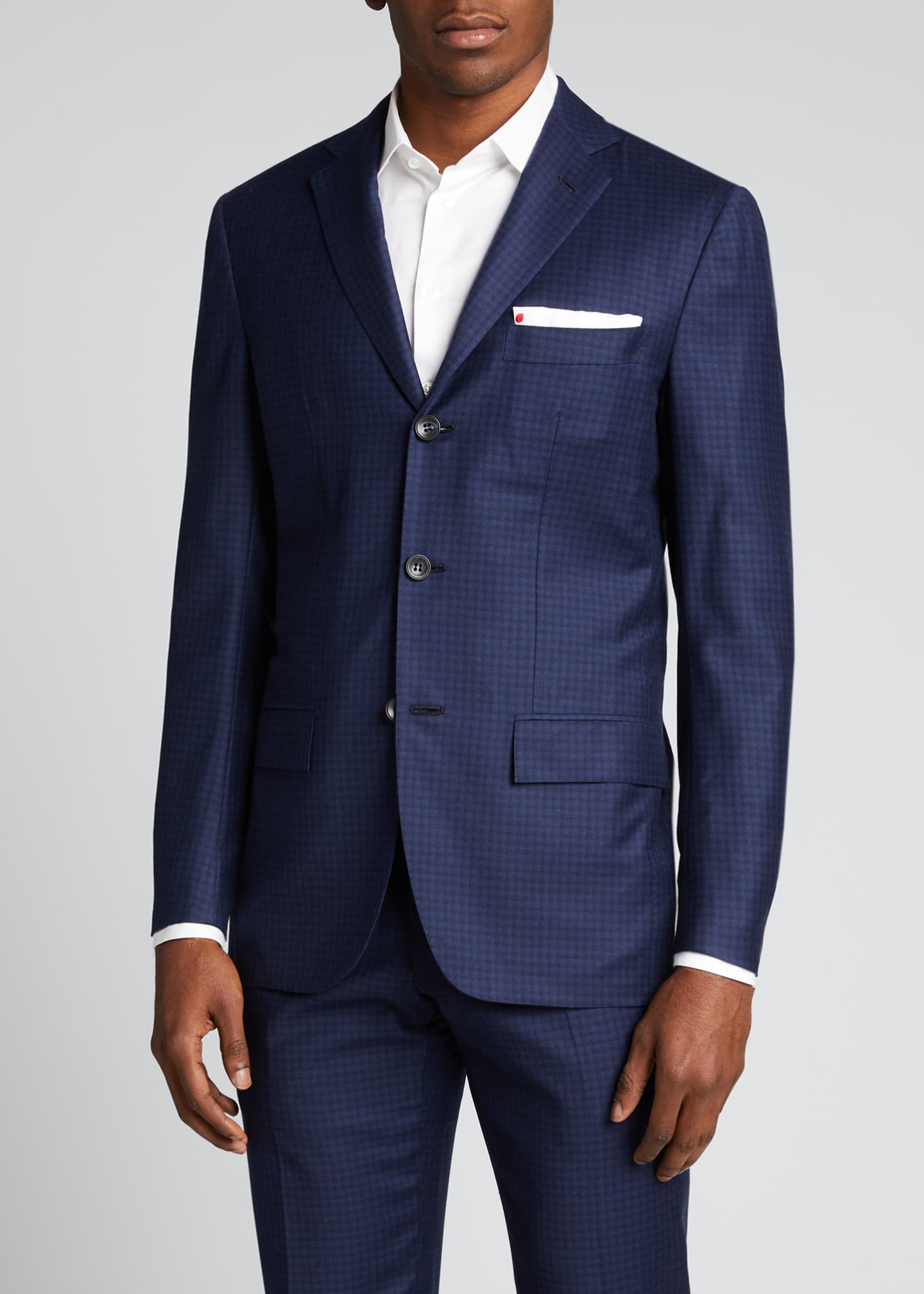Kiton Men's Tonal Check Wool Suit - Bergdorf Goodman