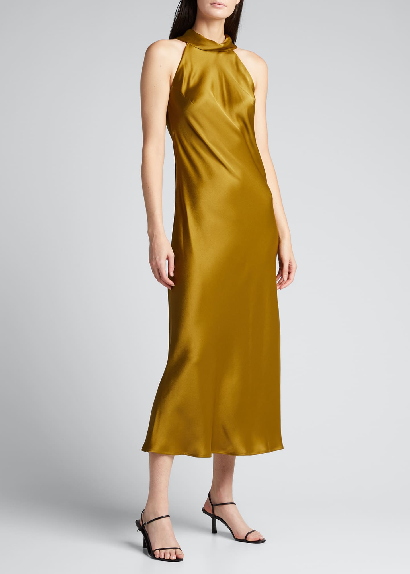 galvan sienna satin midi dress