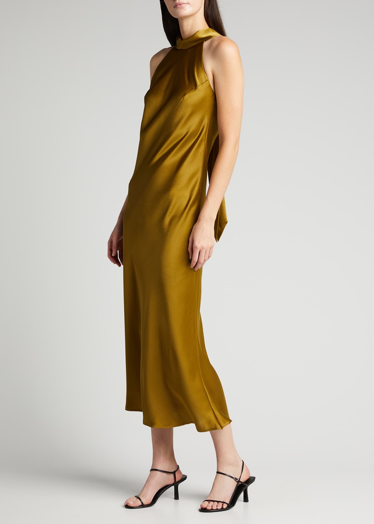 galvan sienna satin midi dress