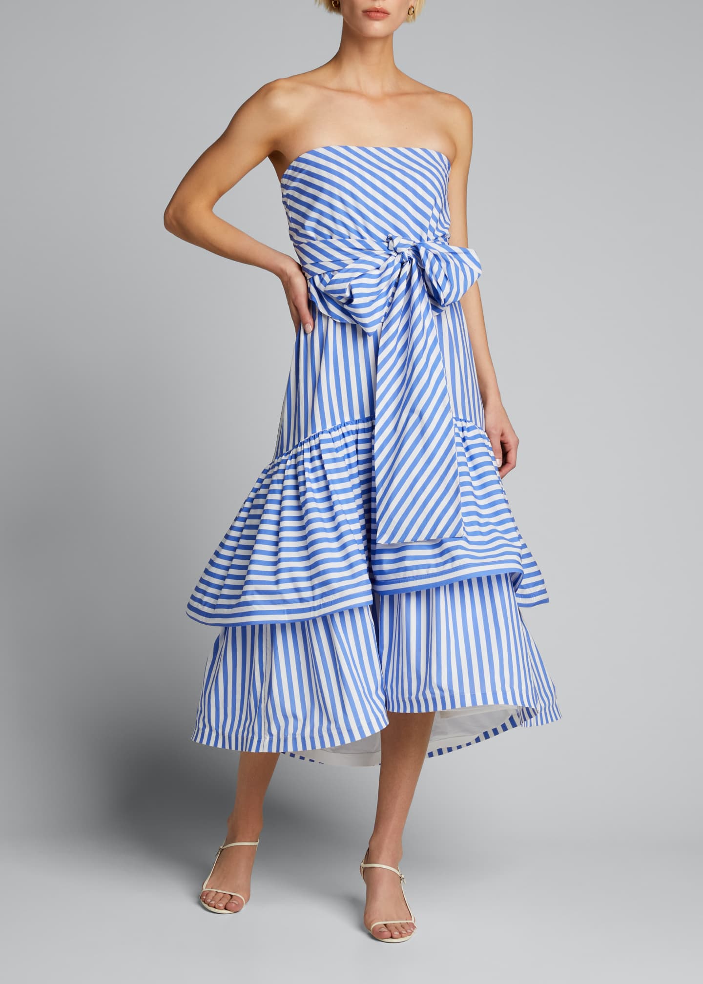 strapless tiered ruffle dress