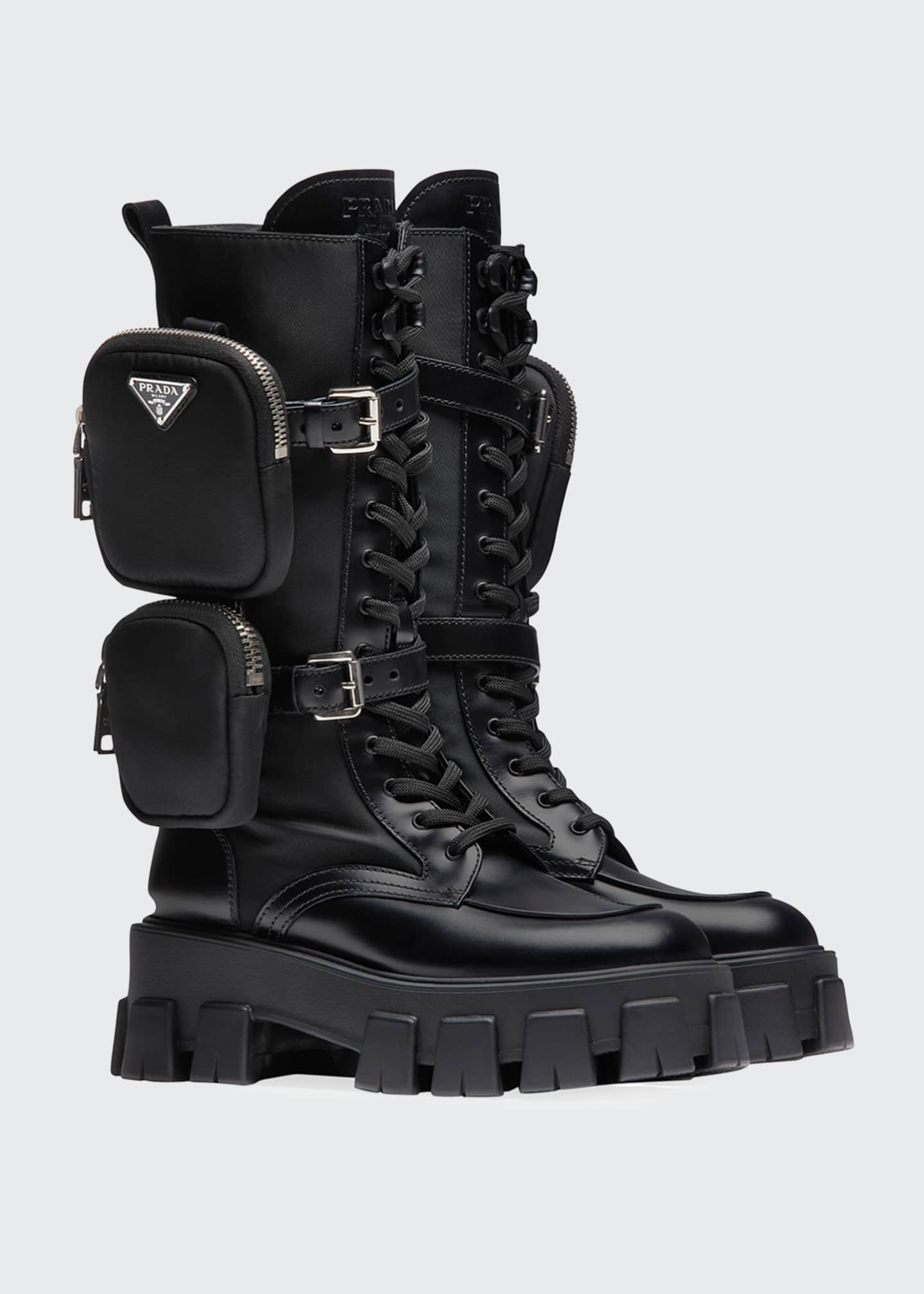prada leather combat boots