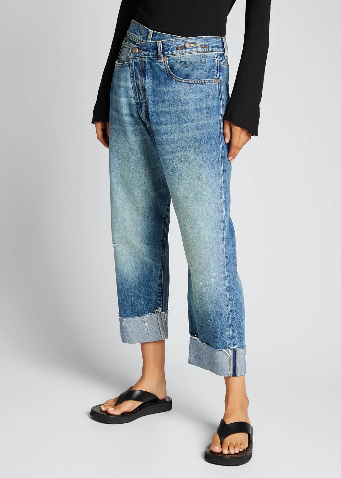 jeans that cross over in the front