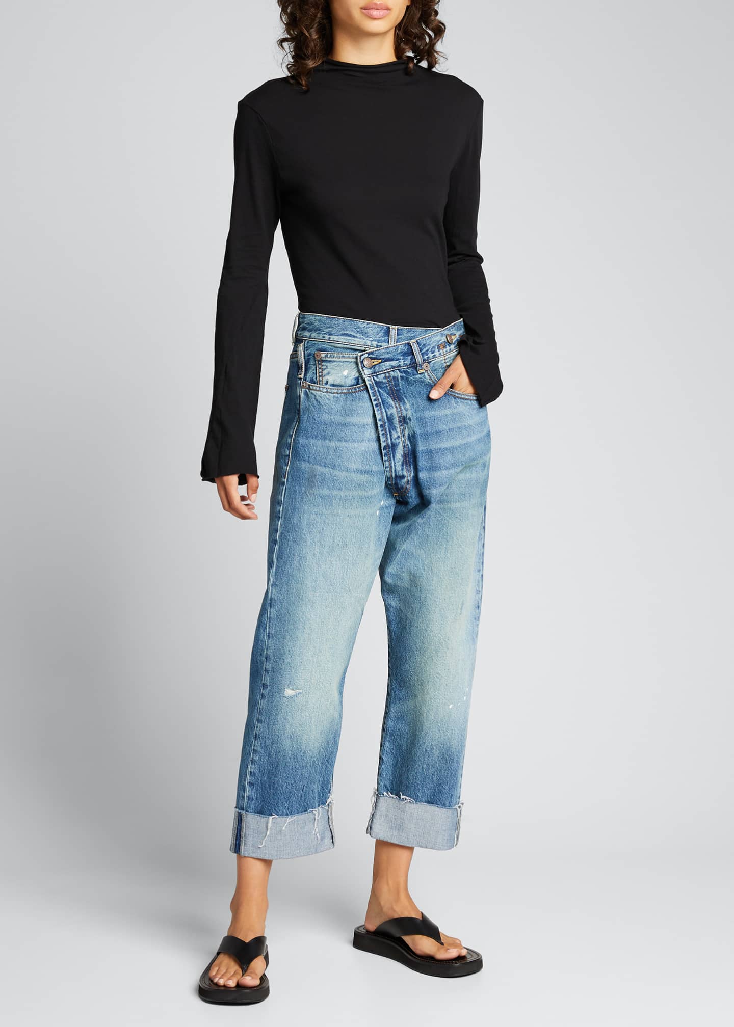 R13 Crossover Cuffed Jeans Bergdorf Goodman