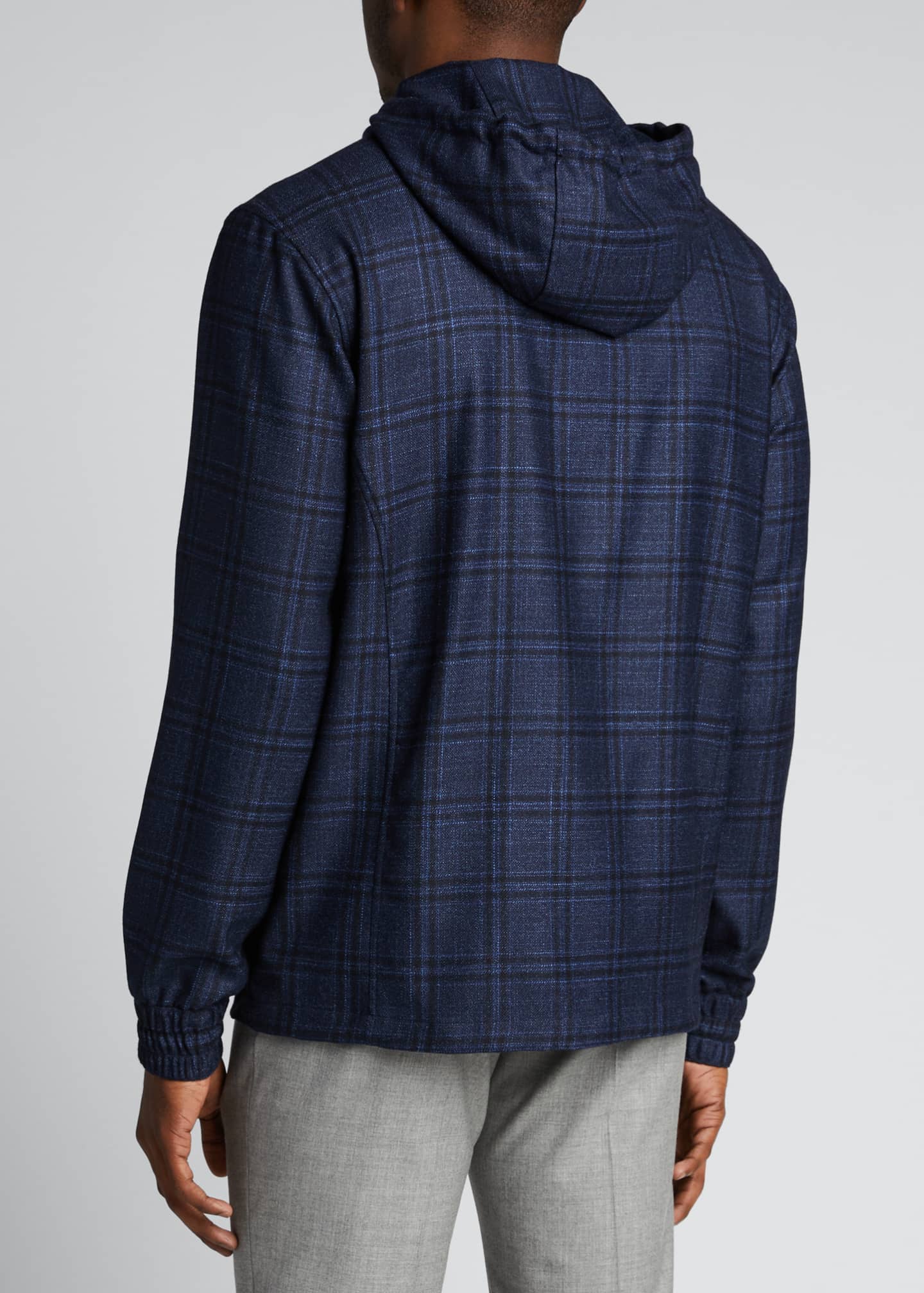 Kiton Men's Plaid Hooded Jacket Bergdorf Goodman
