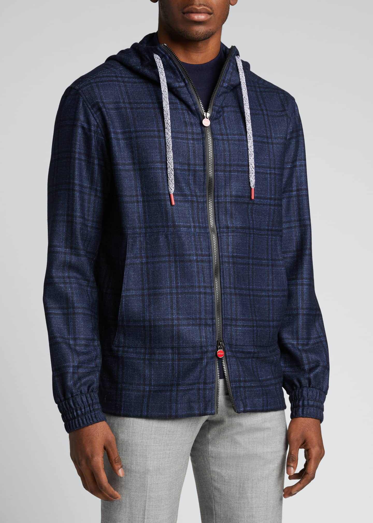 Kiton Men's Plaid Hooded Jacket Bergdorf Goodman