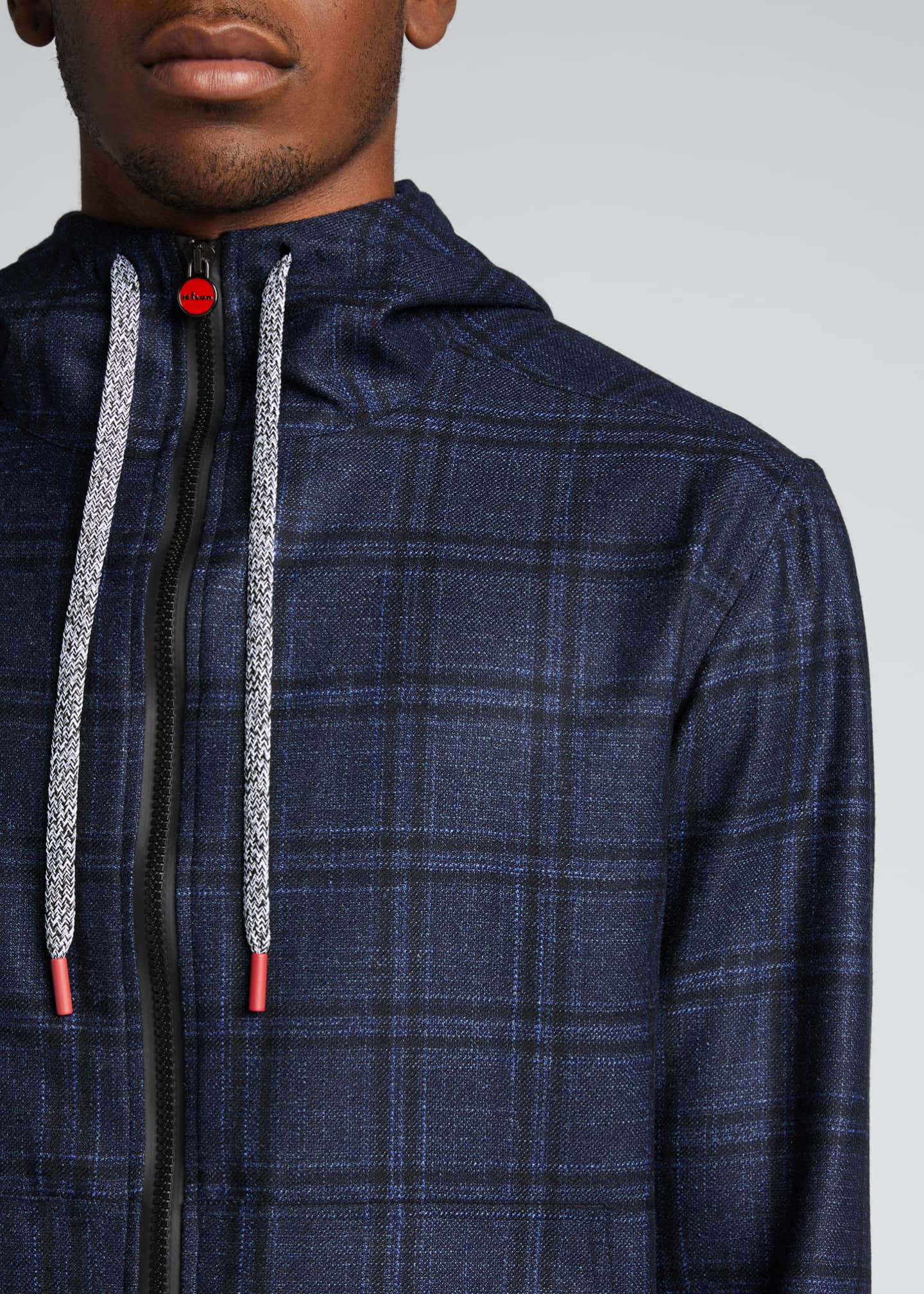 Kiton Men's Plaid Hooded Jacket Bergdorf Goodman