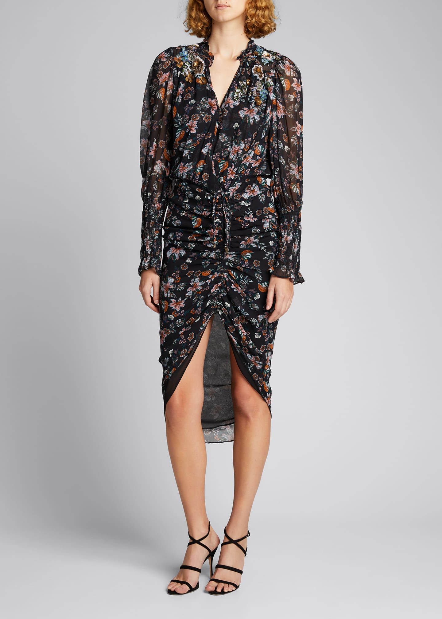 Veronica Beard Shaia Floral Ruched Dress Bergdorf Goodman