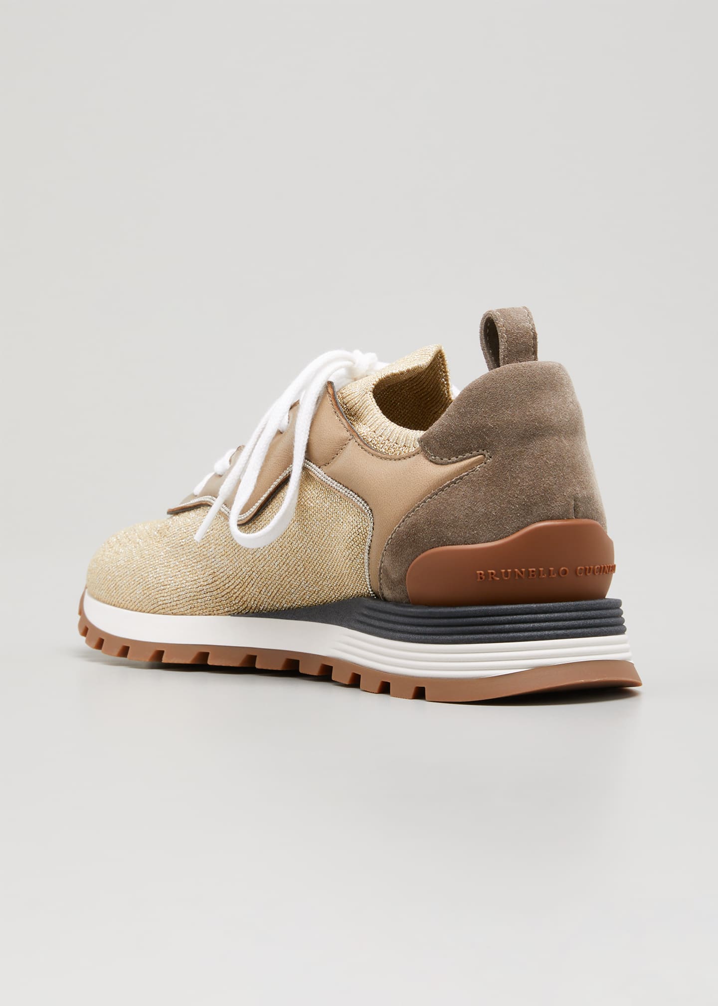 Brunello Cucinelli Metallic Knit Runner Sneakers - Bergdorf Goodman
