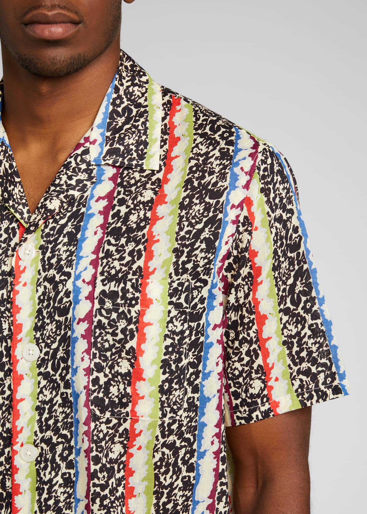 Bode Men's Floral Canopy Striped Bowling Shirt - Bergdorf Goodman