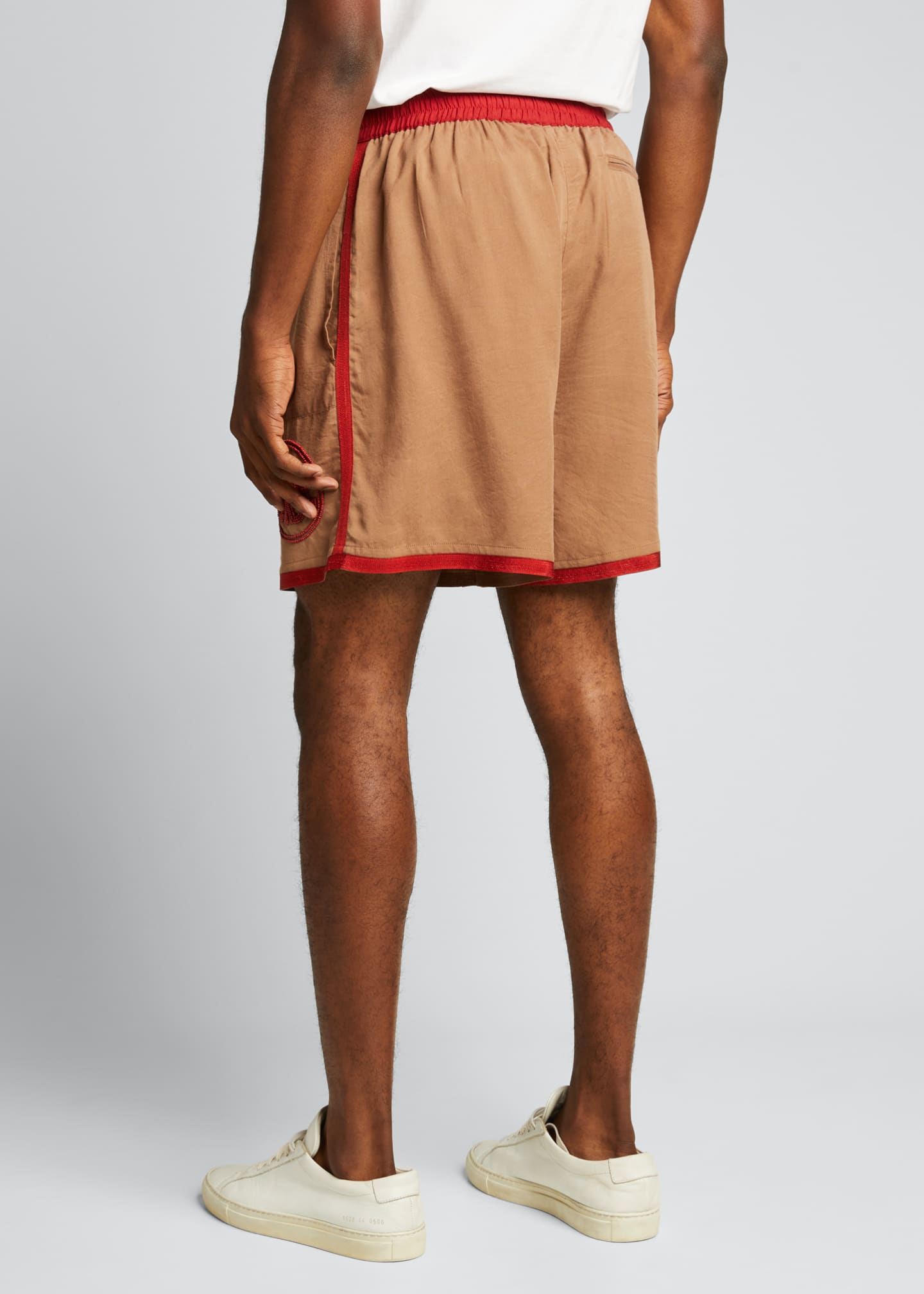 Bode Men's Rugby Shorts with Beaded Logo - Bergdorf Goodman