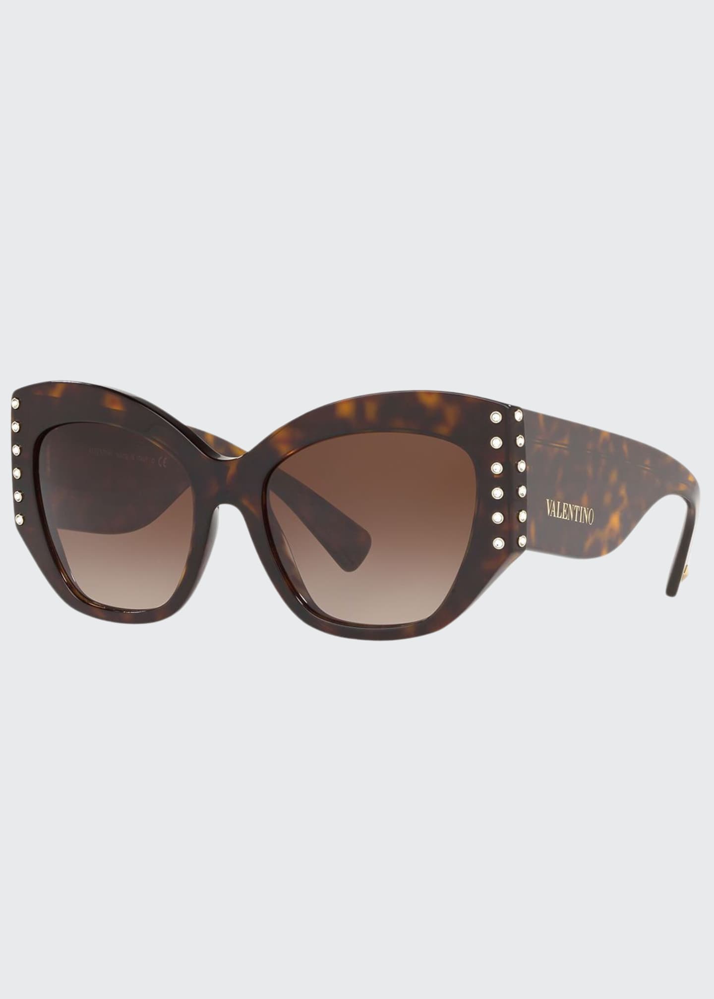 Valentino Crystal Embellished Oval Sunglasses