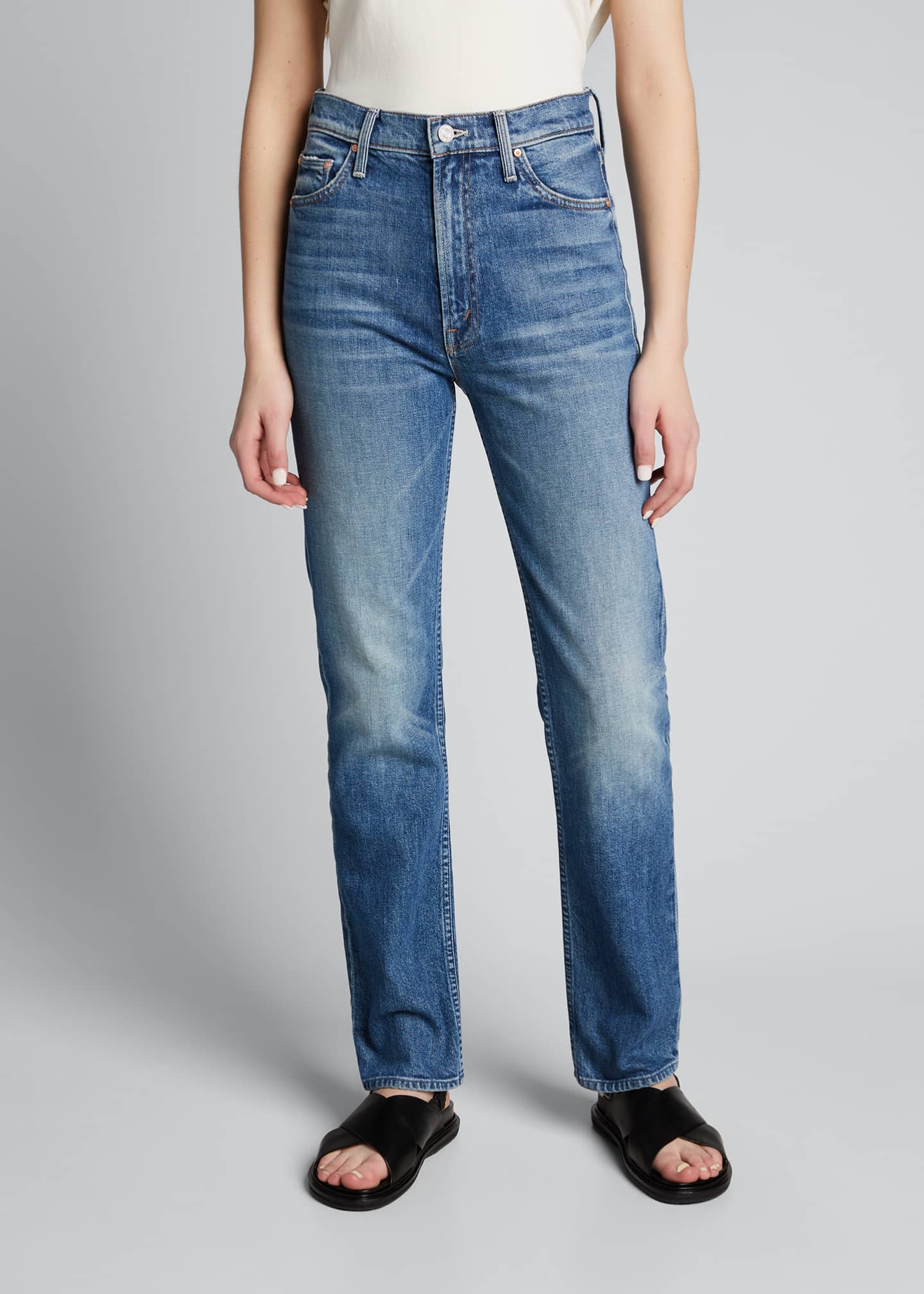 MOTHER High-Waisted Rider Skimp Straight-Leg Jeans - Bergdorf Goodman